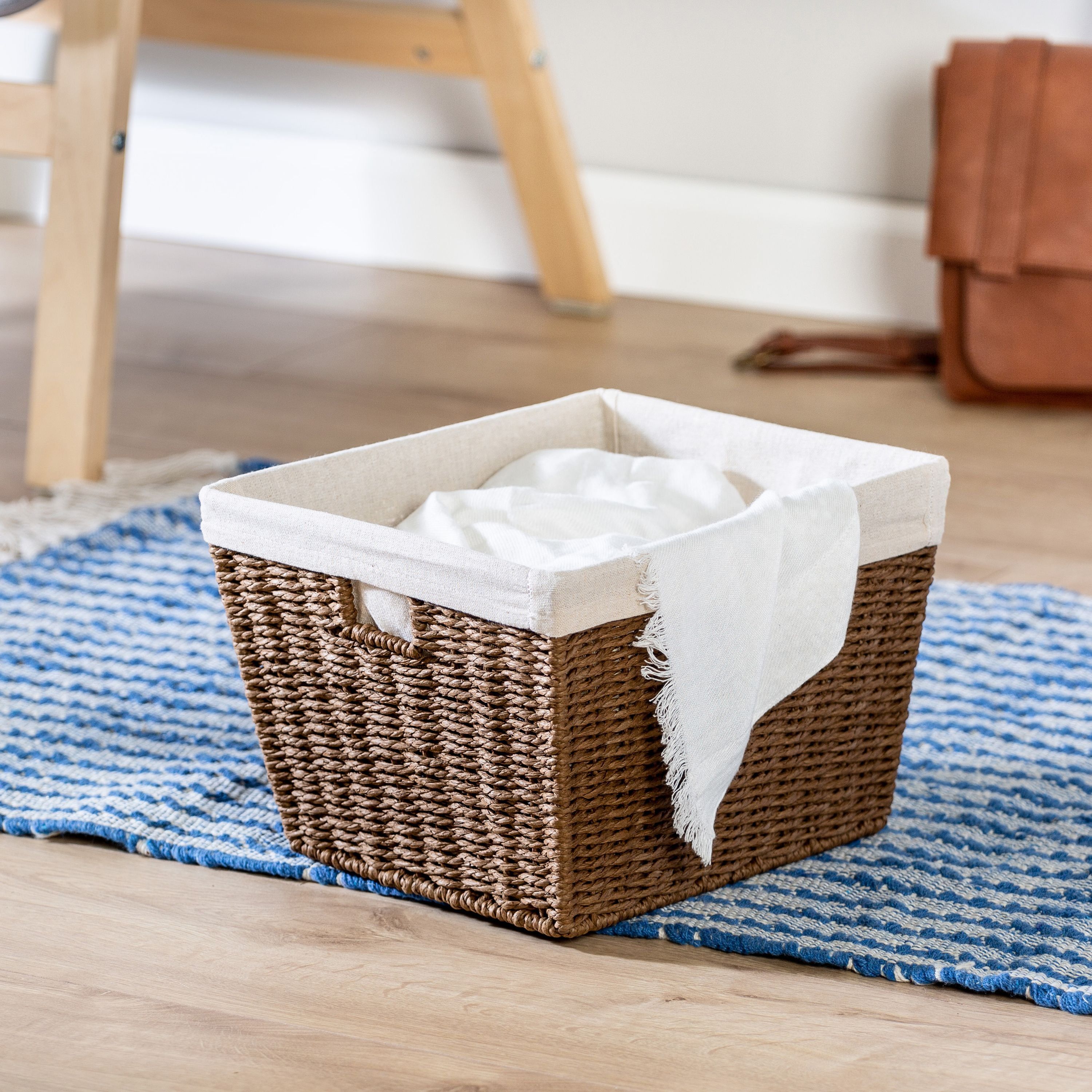 Brown Paper Rope Storage Basket with Natural Liner