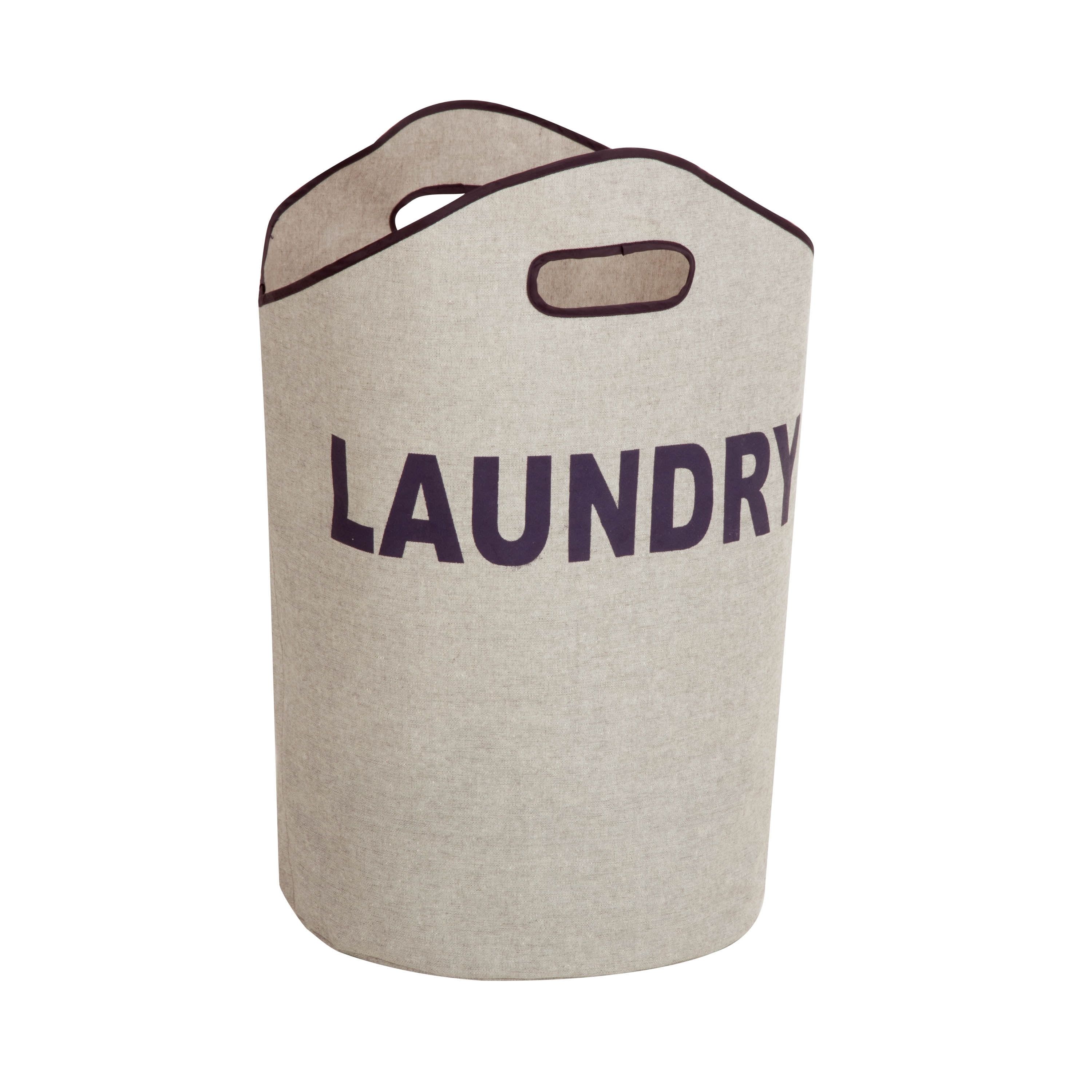 Gray Collapsible Cylinder Laundry Hamper with Handles