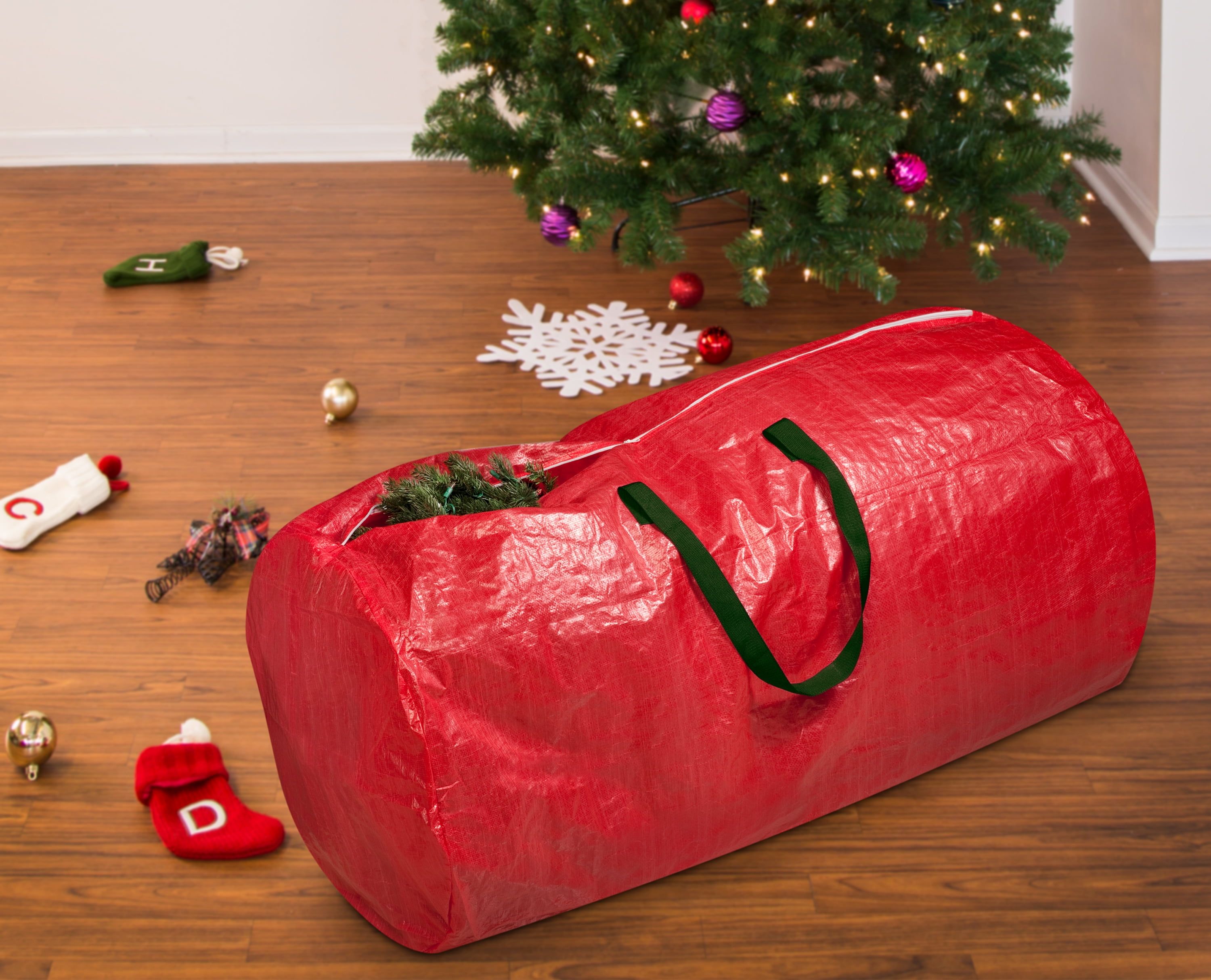 Red Polyethylene 7' Christmas Tree Storage Bag with Handles