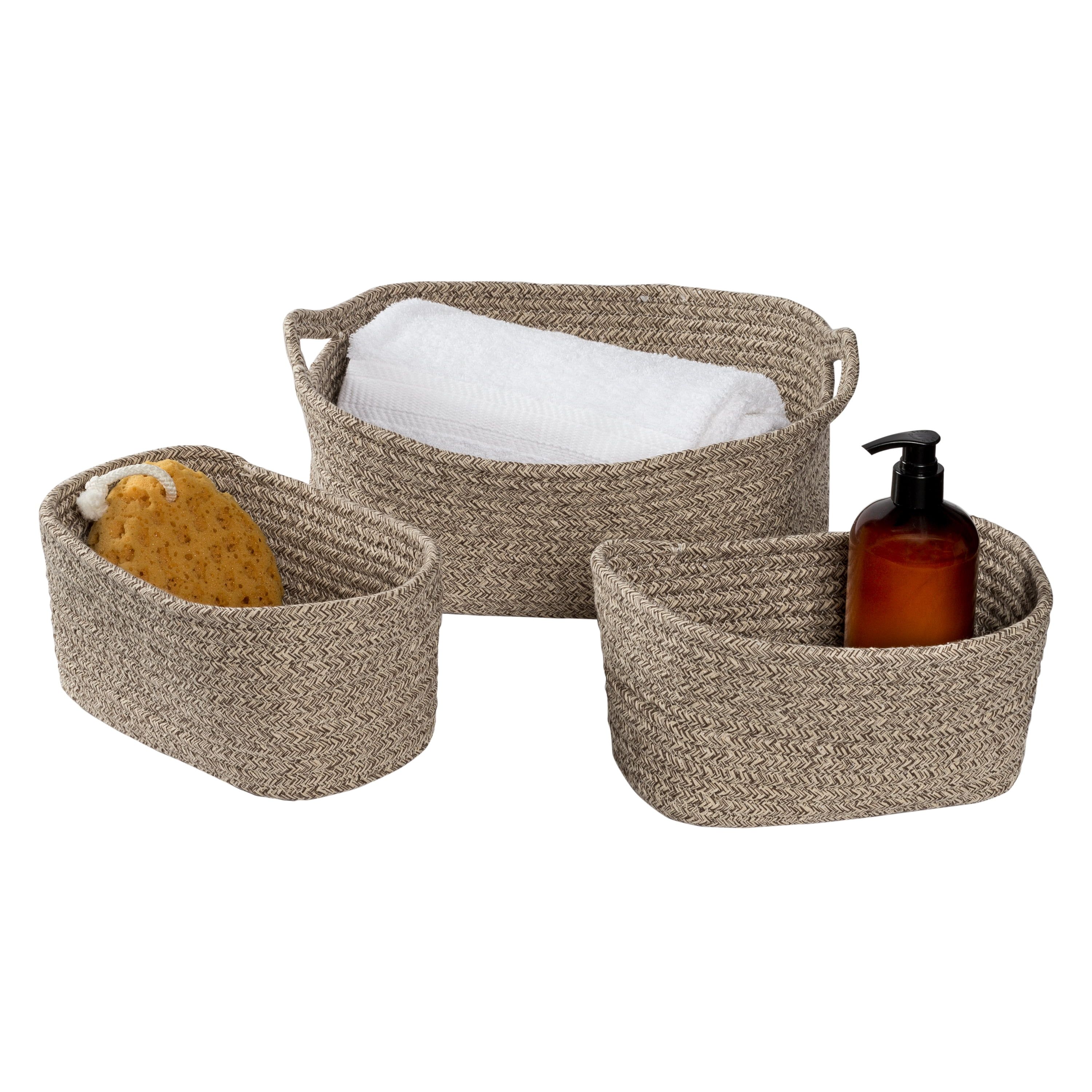 Champagne Wicker Rectangular Nesting Storage Basket Set