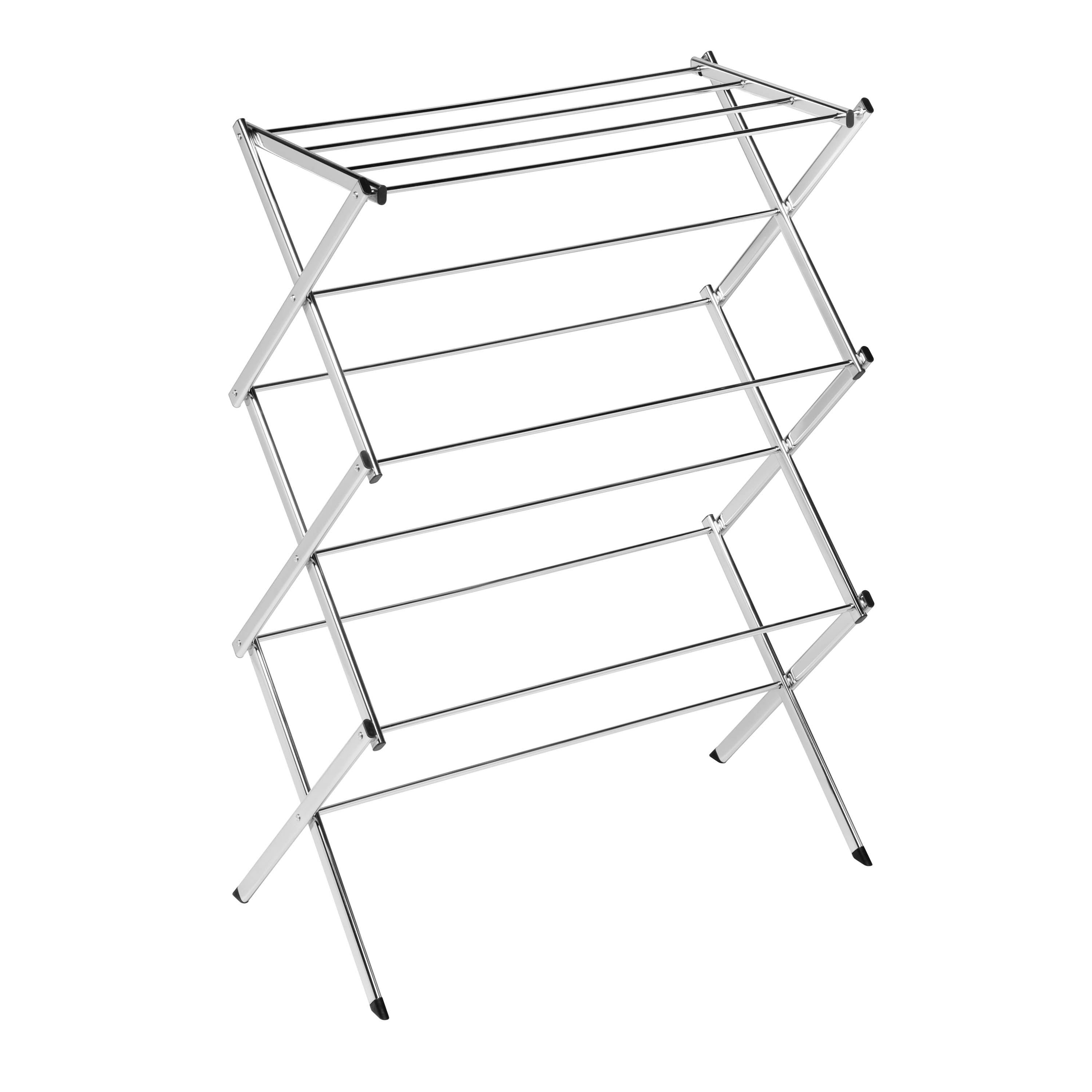 Chrome Collapsible Accordion Clothes Drying Rack, 24 ft.