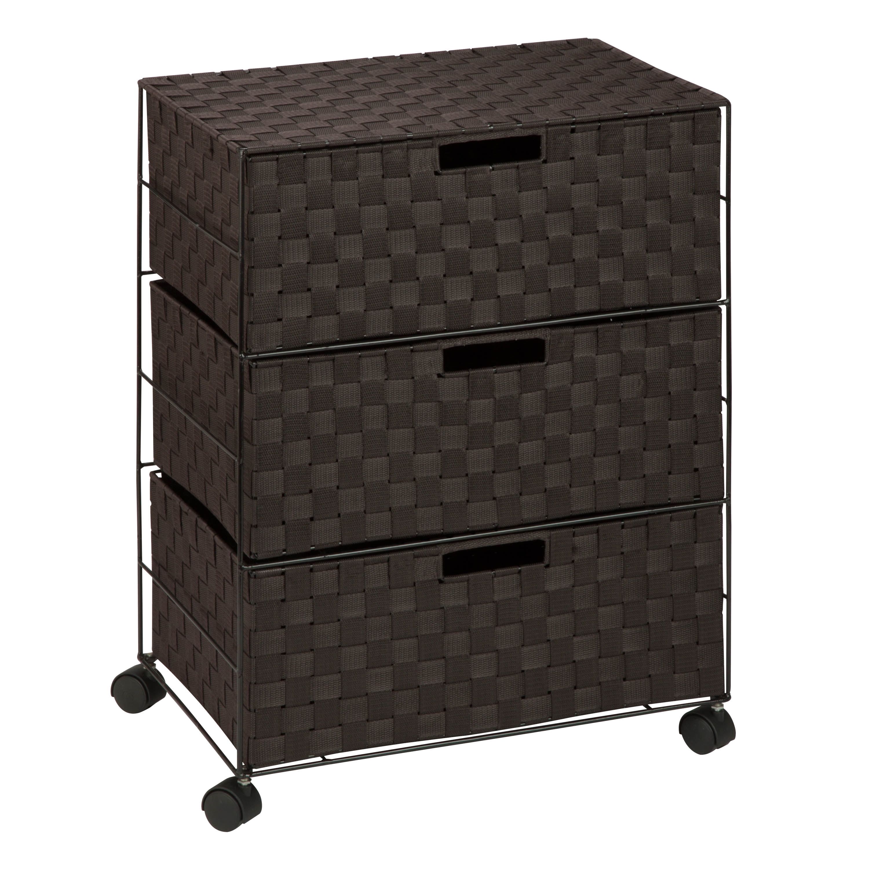 Espresso Brown 3-Drawer Woven Fabric Storage Chest