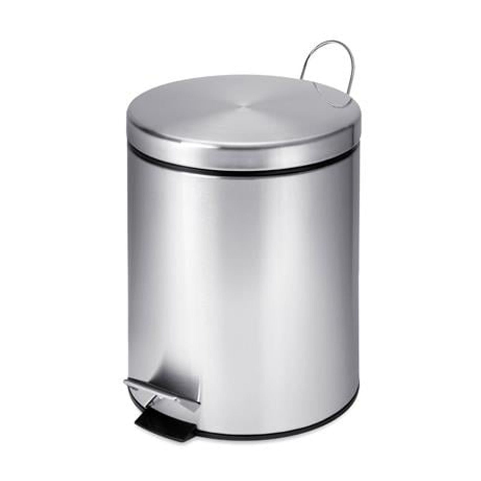 Compact Silver Stainless Steel Step-On Trash Can with Pedal