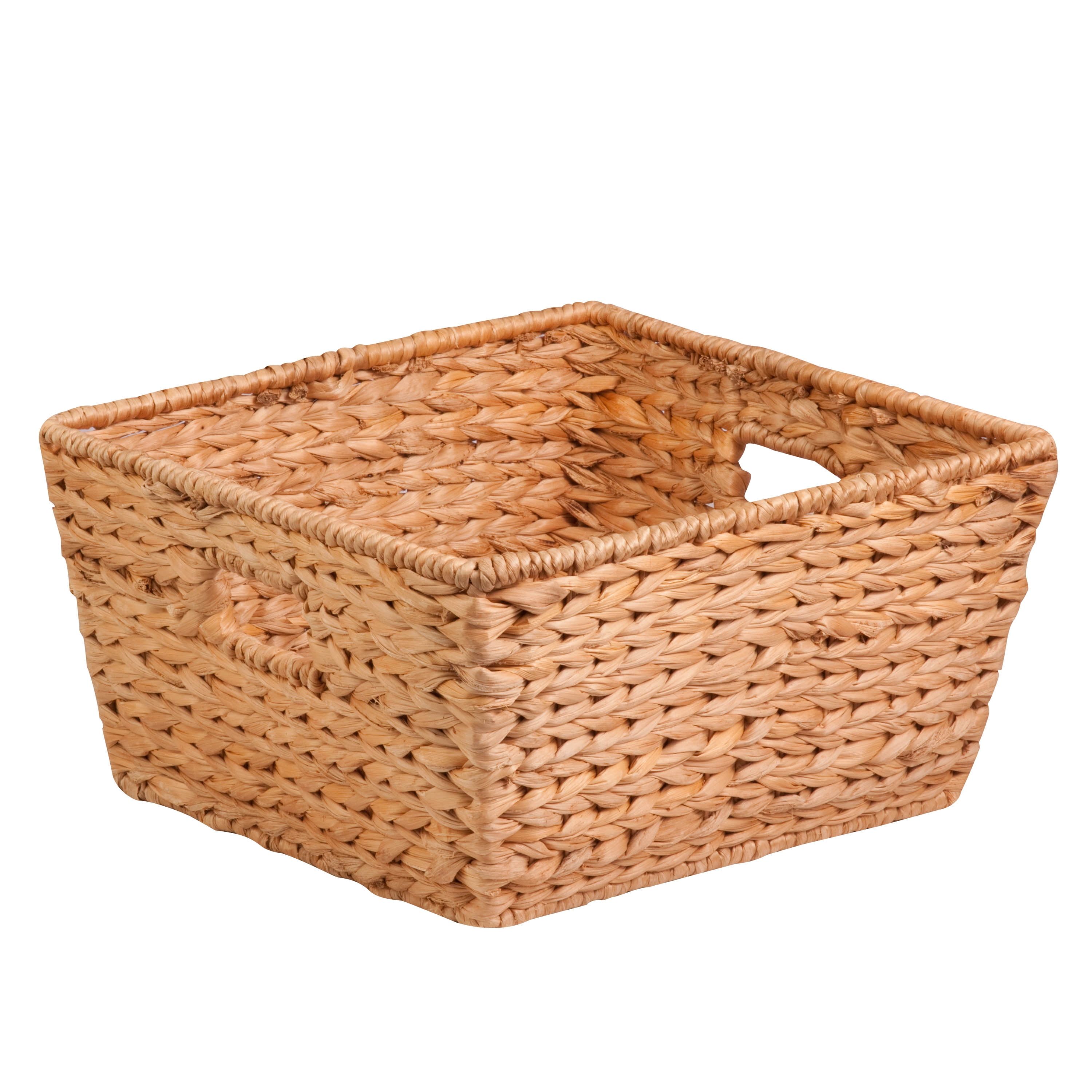 Natural Wicker Square Storage Basket with Handles