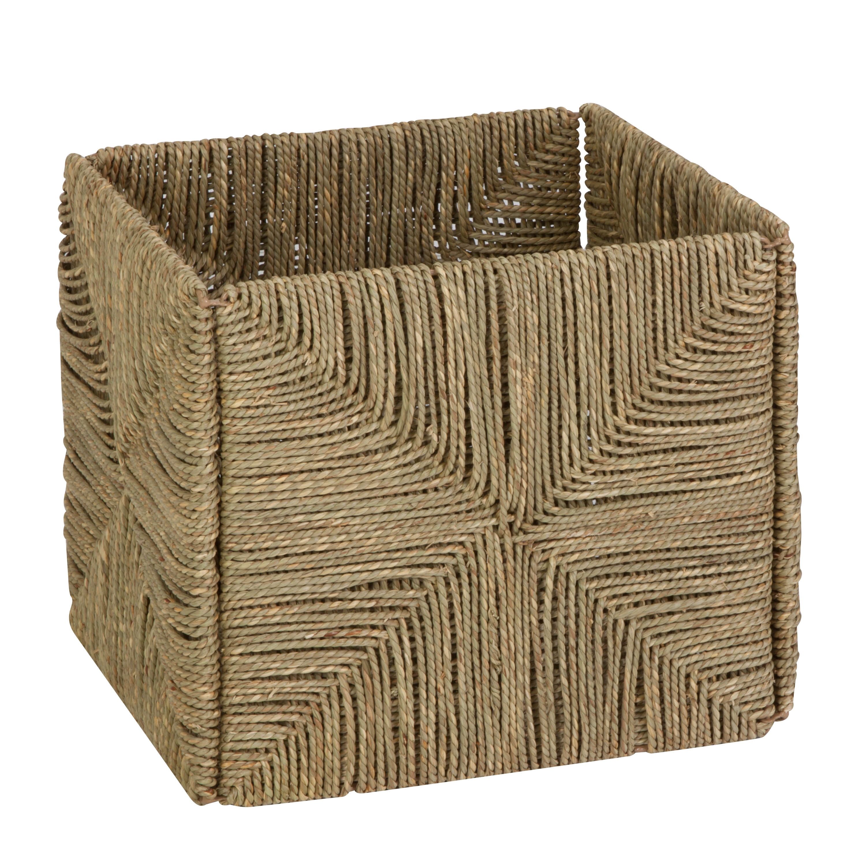 Natural Seagrass Woven Storage Basket with Steel Frame