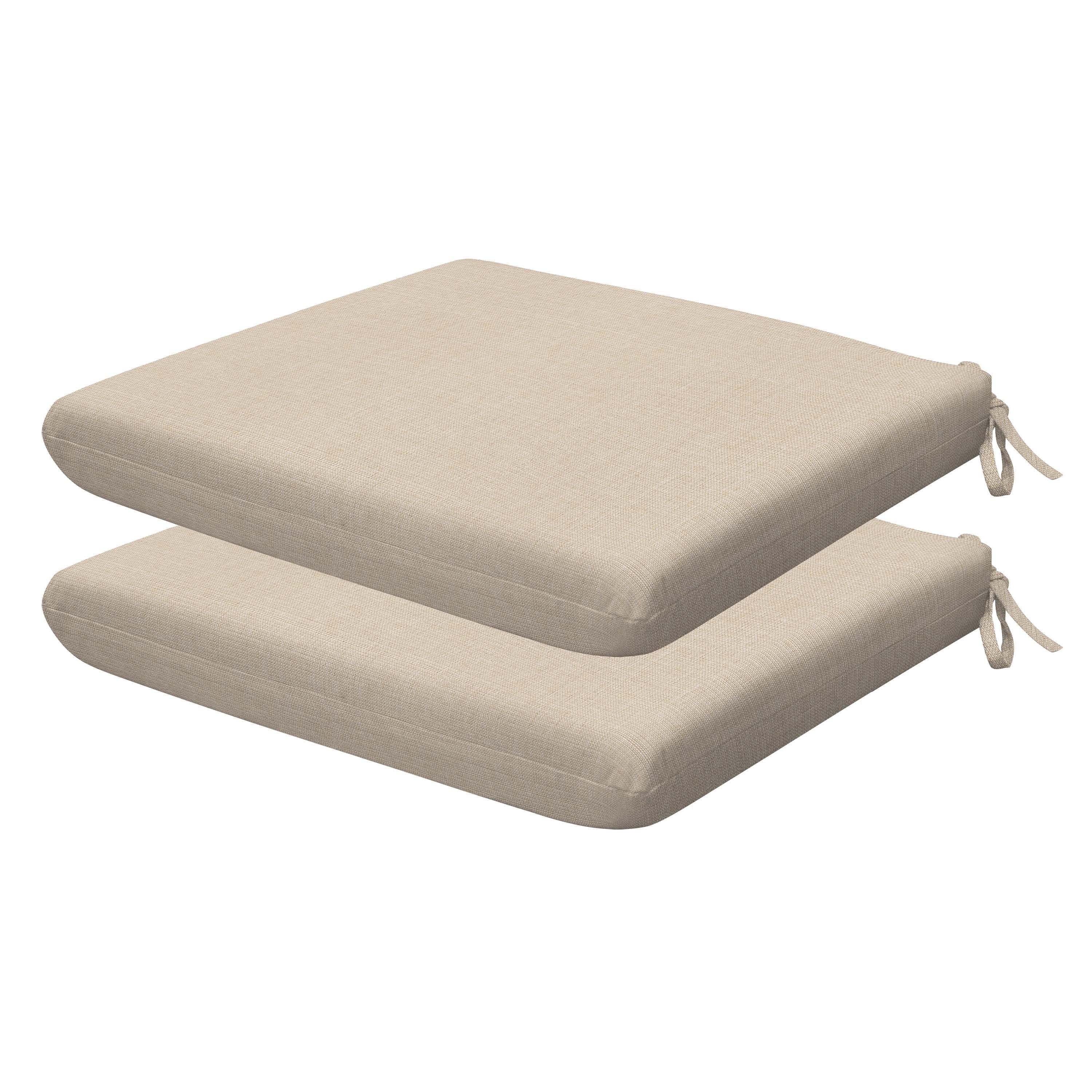 Textured Almond Outdoor Universal Chair Cushions, 18" x 17.5", Set of 2