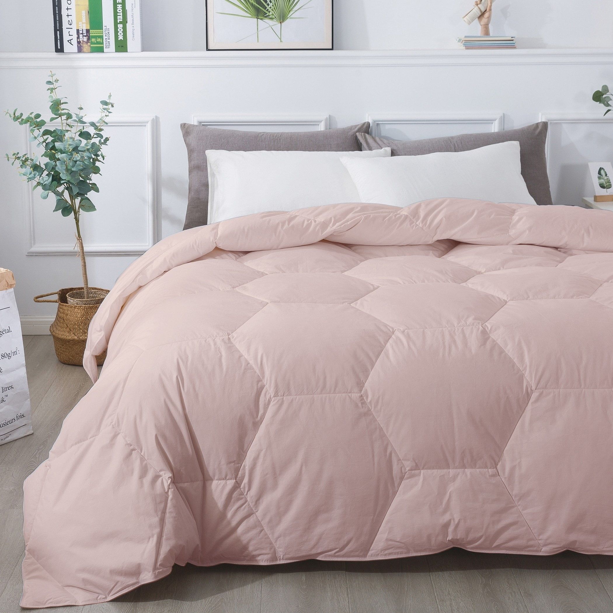 Blush Pink Honeycomb Stitch Full/Queen Down Alternative Comforter