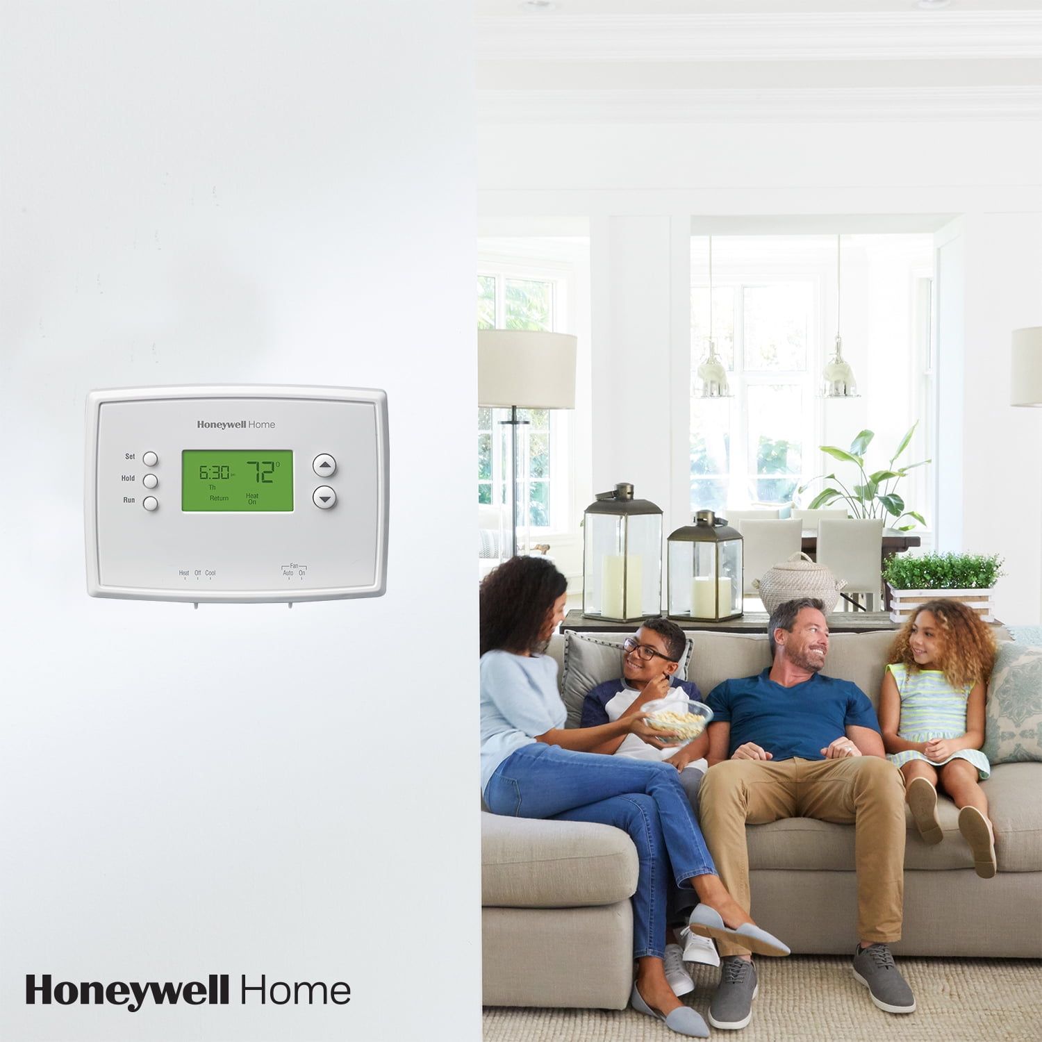 White Digital Programmable Thermostat with LCD Display