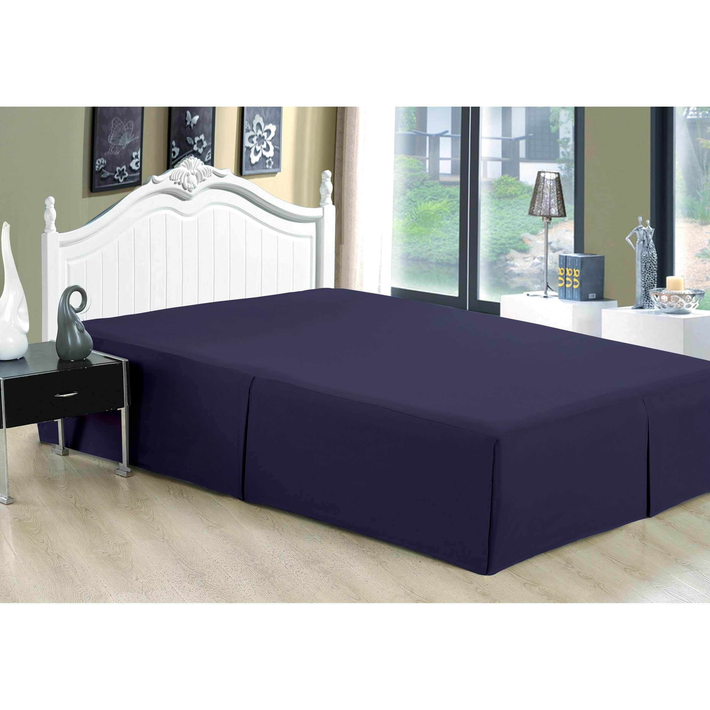 Navy Blue Twin Cotton Polyester Deep Pocket Bed Skirt