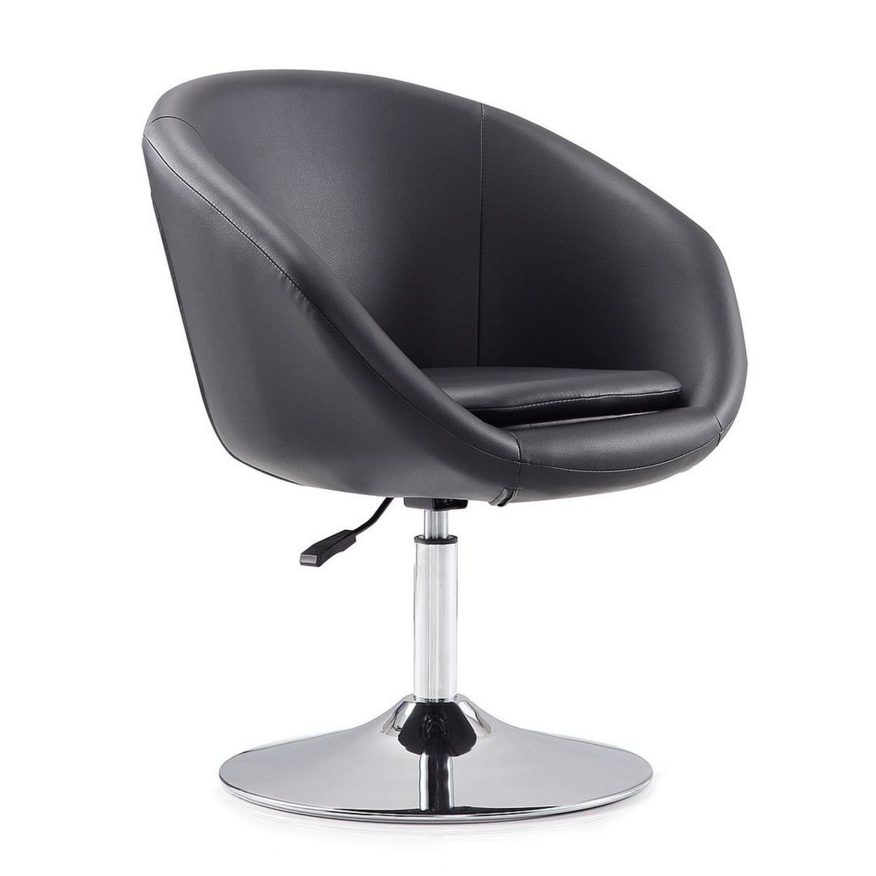 Black Faux Leather Swivel Chair with Chrome Base