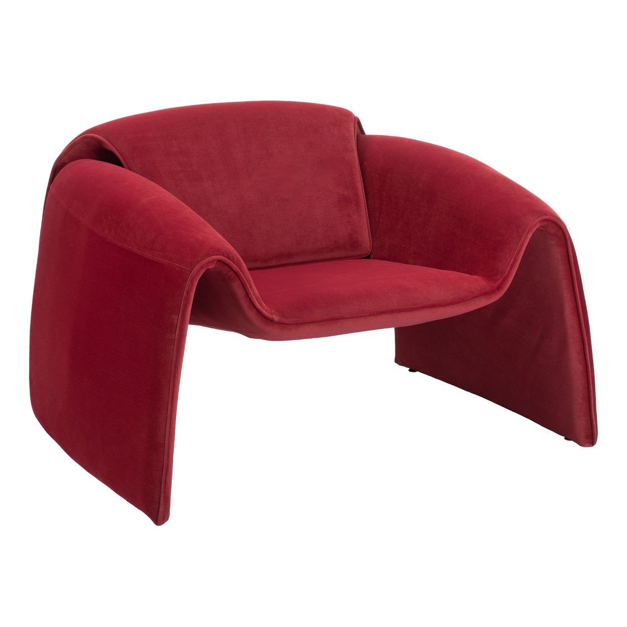 Horten Red Velvet Modern Accent Chair with Metal Frame