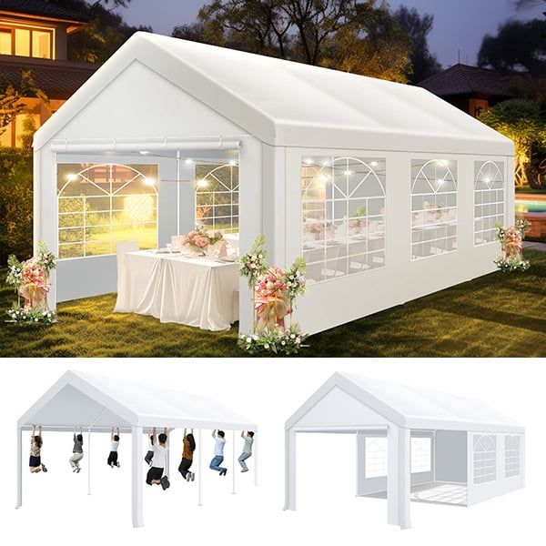 White 10x20ft Heavy Duty Outdoor Party Tent with Removable Sidewalls