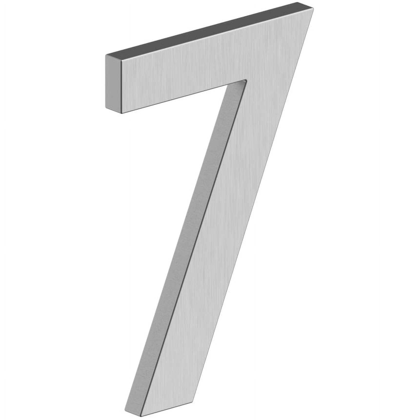 4" Modern Stainless Steel House Number 7 with Risers