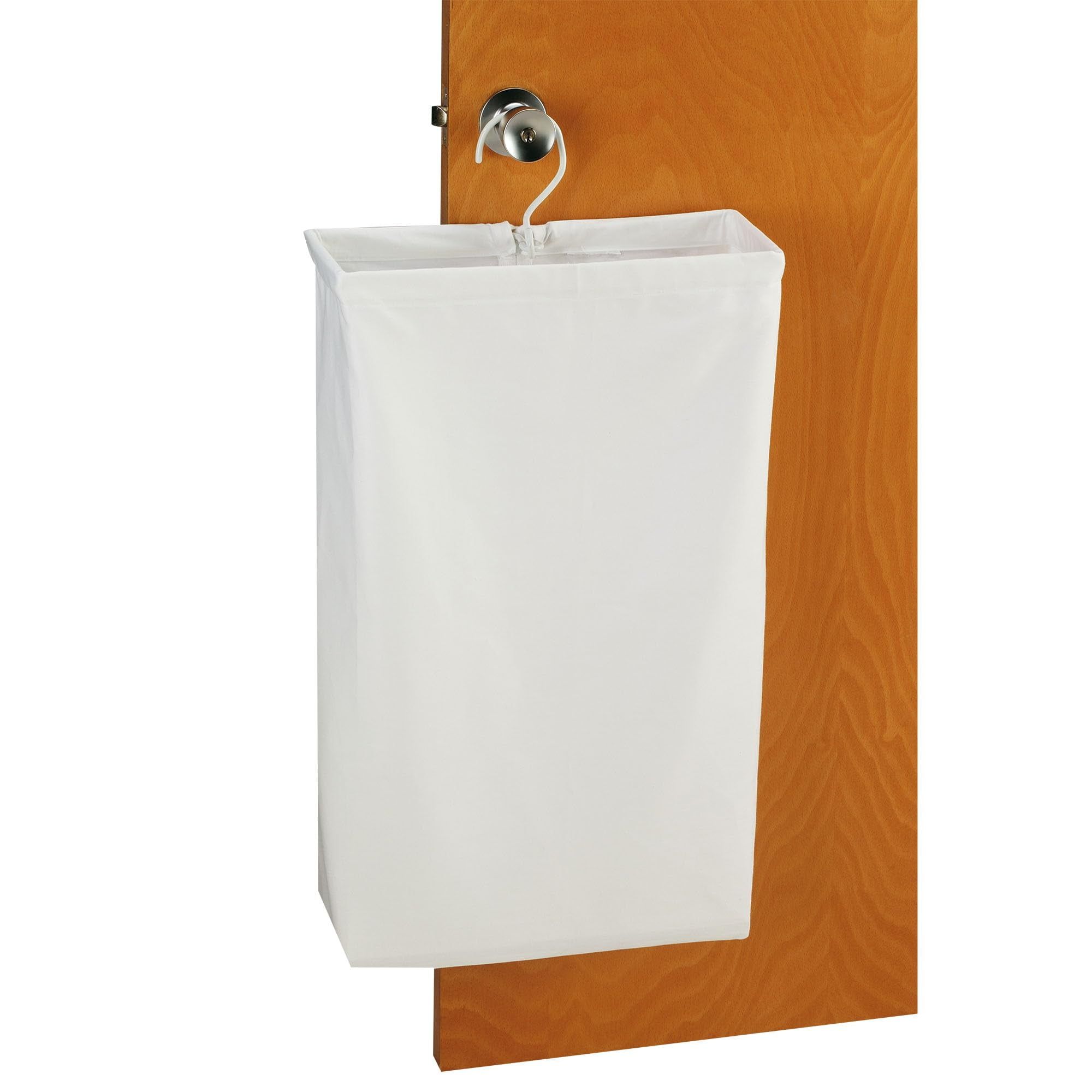 White Cotton Canvas Hanging Laundry Hamper Bag