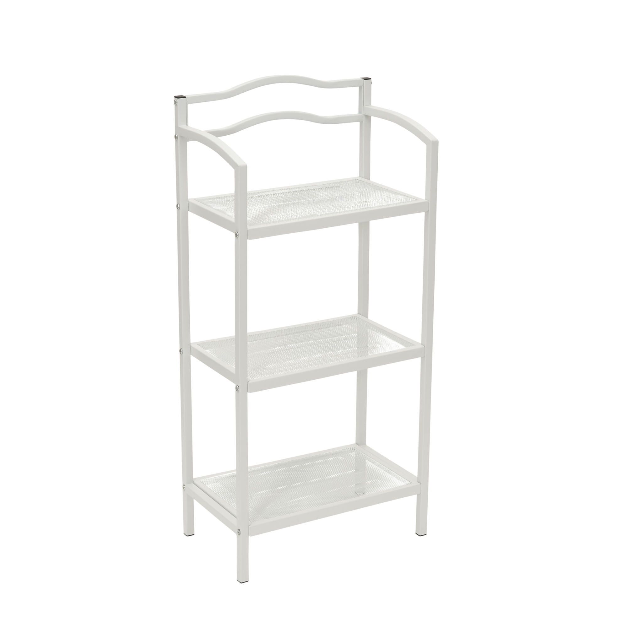 Elegant White 3-Tier Mesh Steel Freestanding Storage Shelf