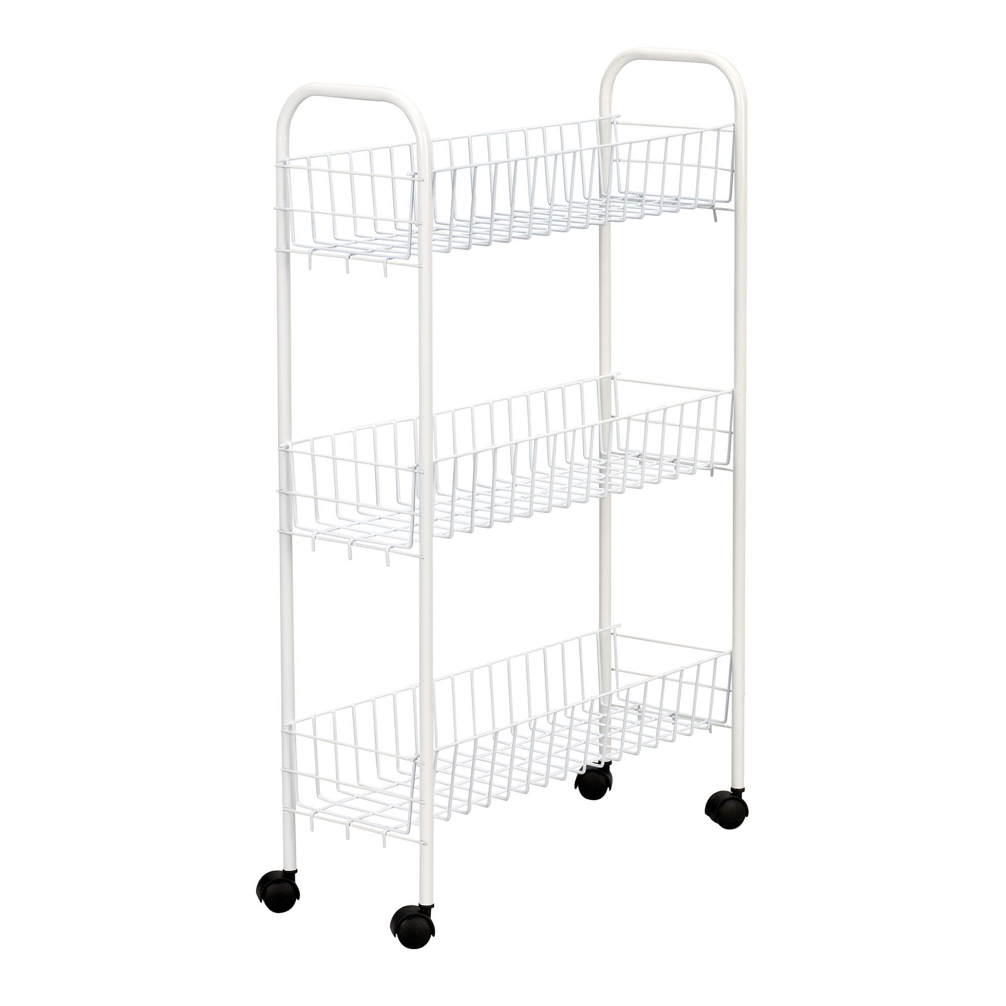 White Slimline Steel 3-Shelf Laundry Rack