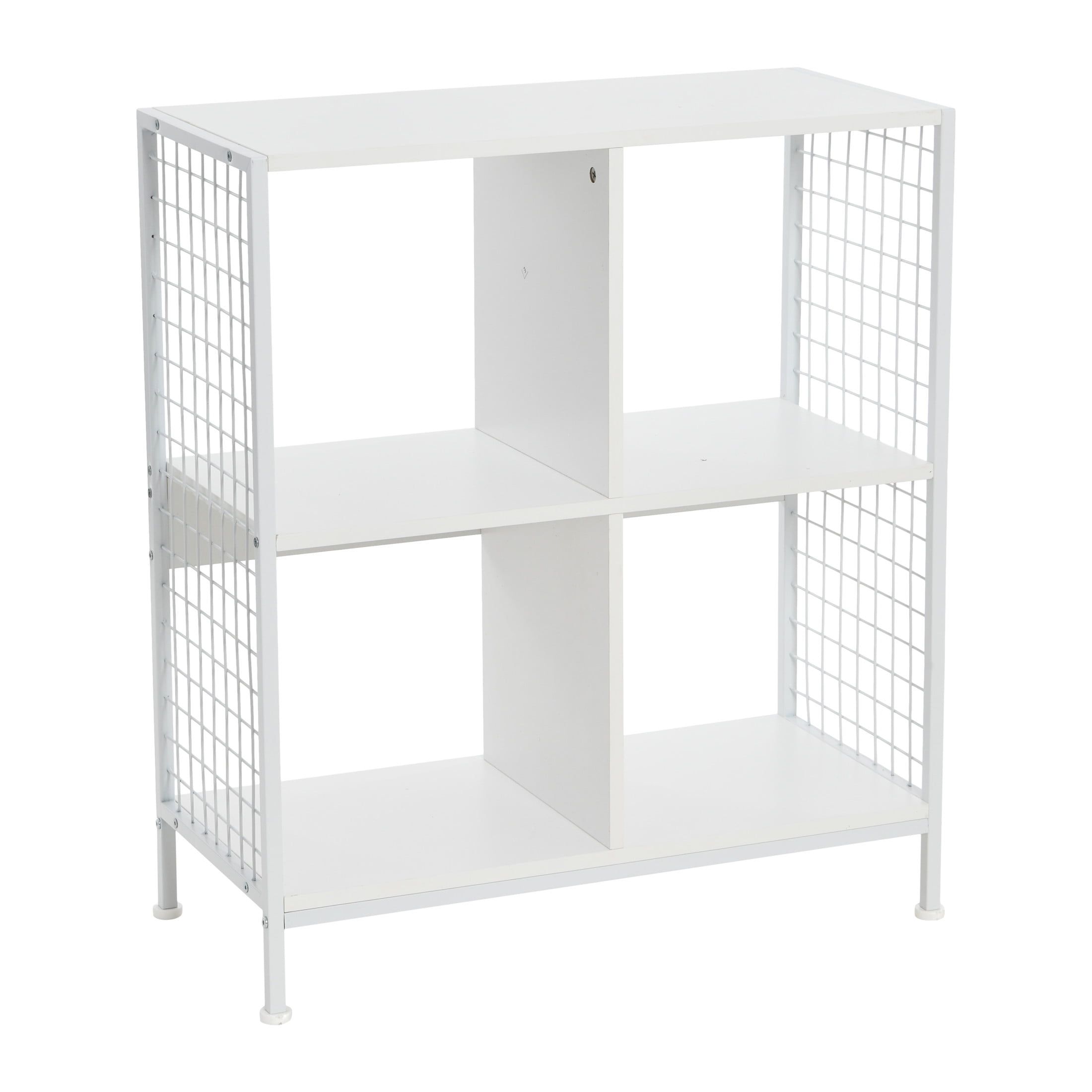 Scandinavian White 4-Cube Storage Organizer with Metal Base