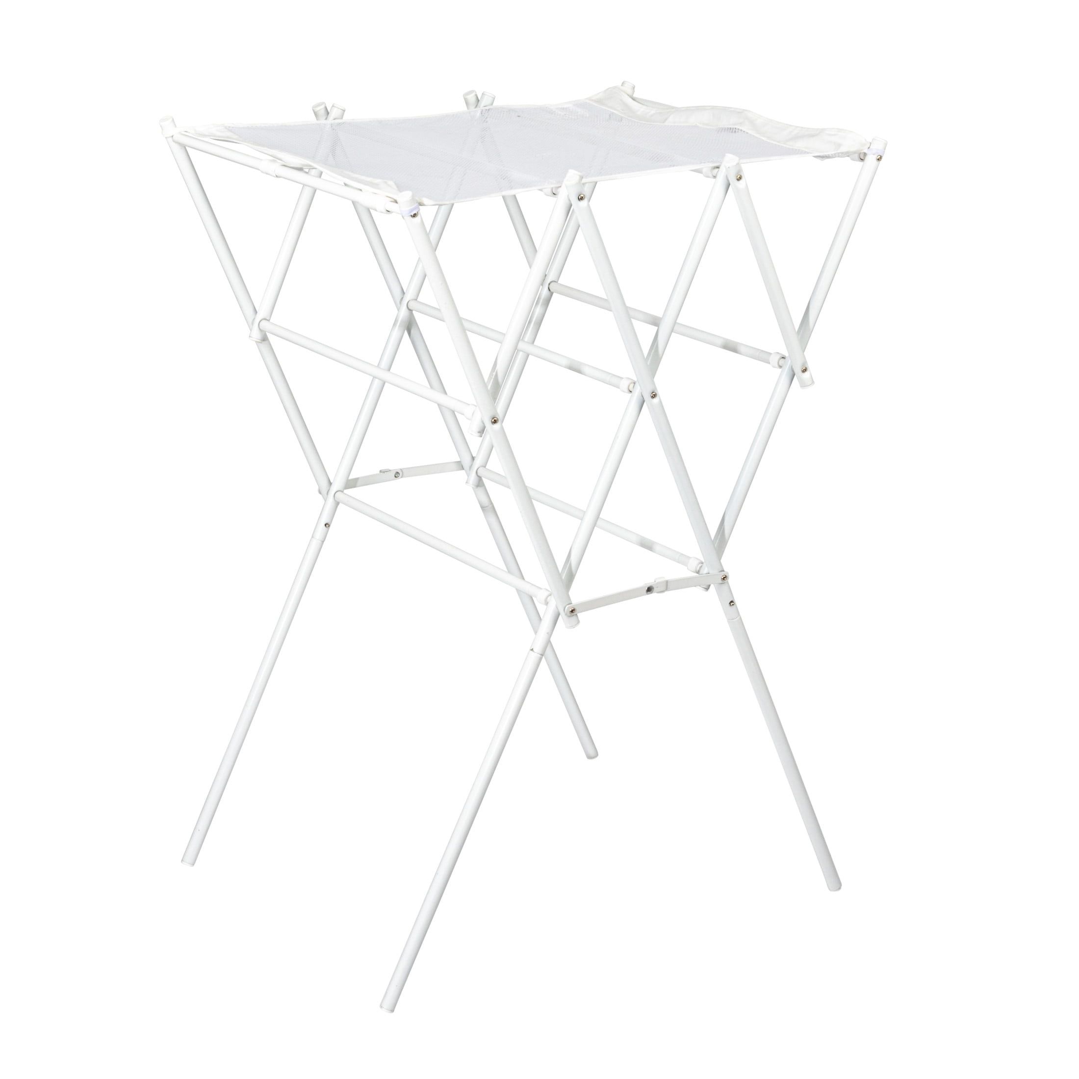 White Metal Foldable Expandable Clothes Drying Rack