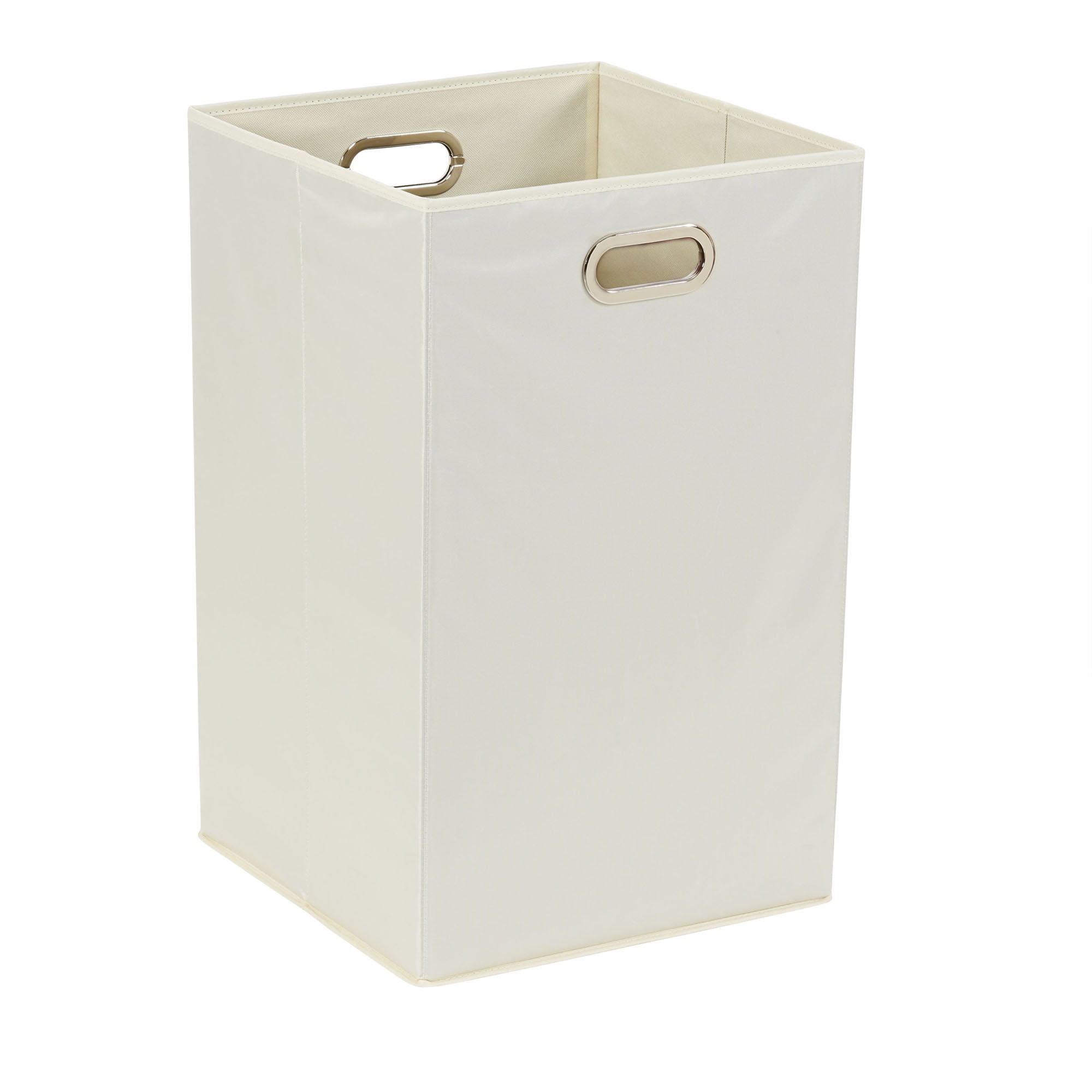 White Collapsible Laundry Hamper with Grommet Handles