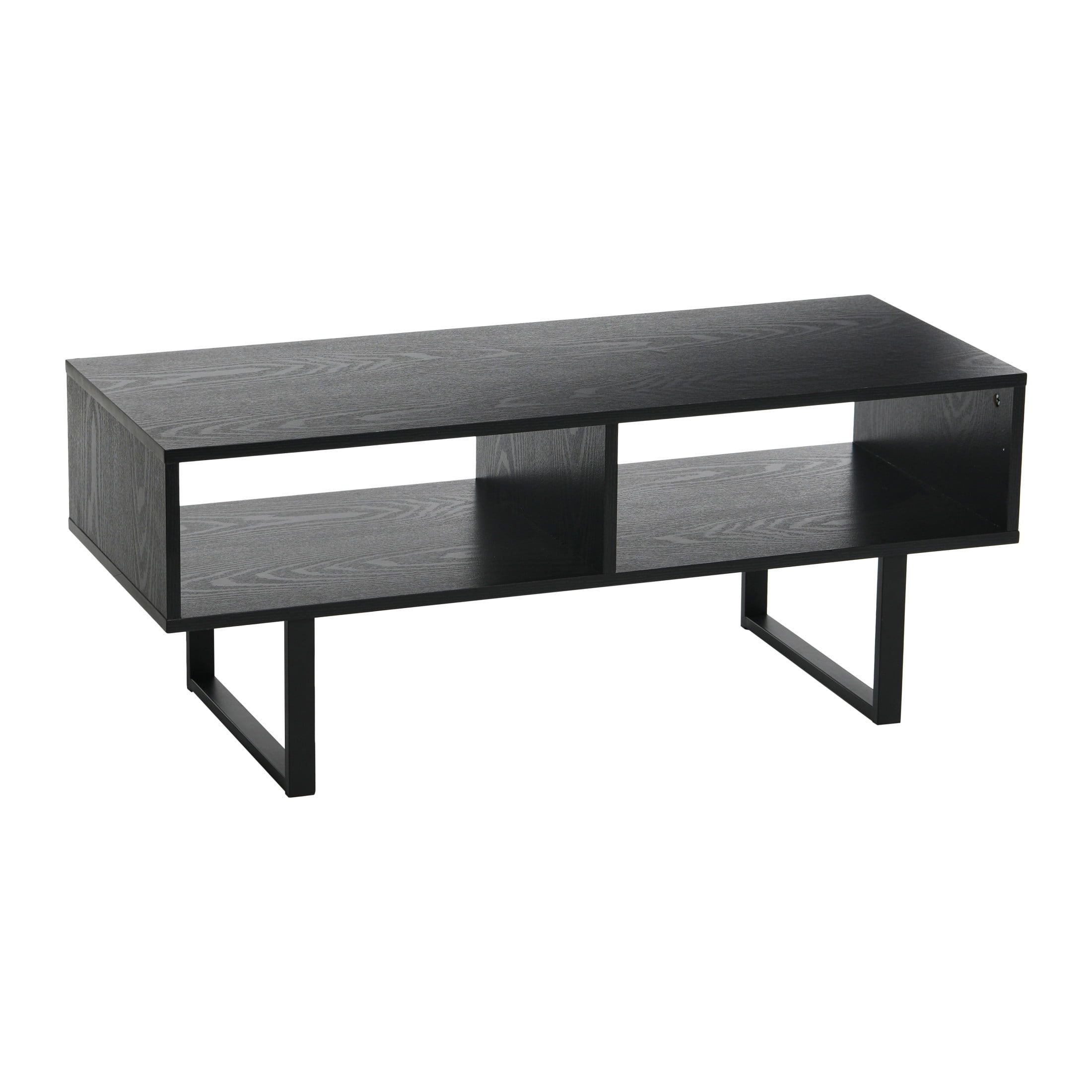 Black Oak Rectangular Coffee Table with Storage Compartments