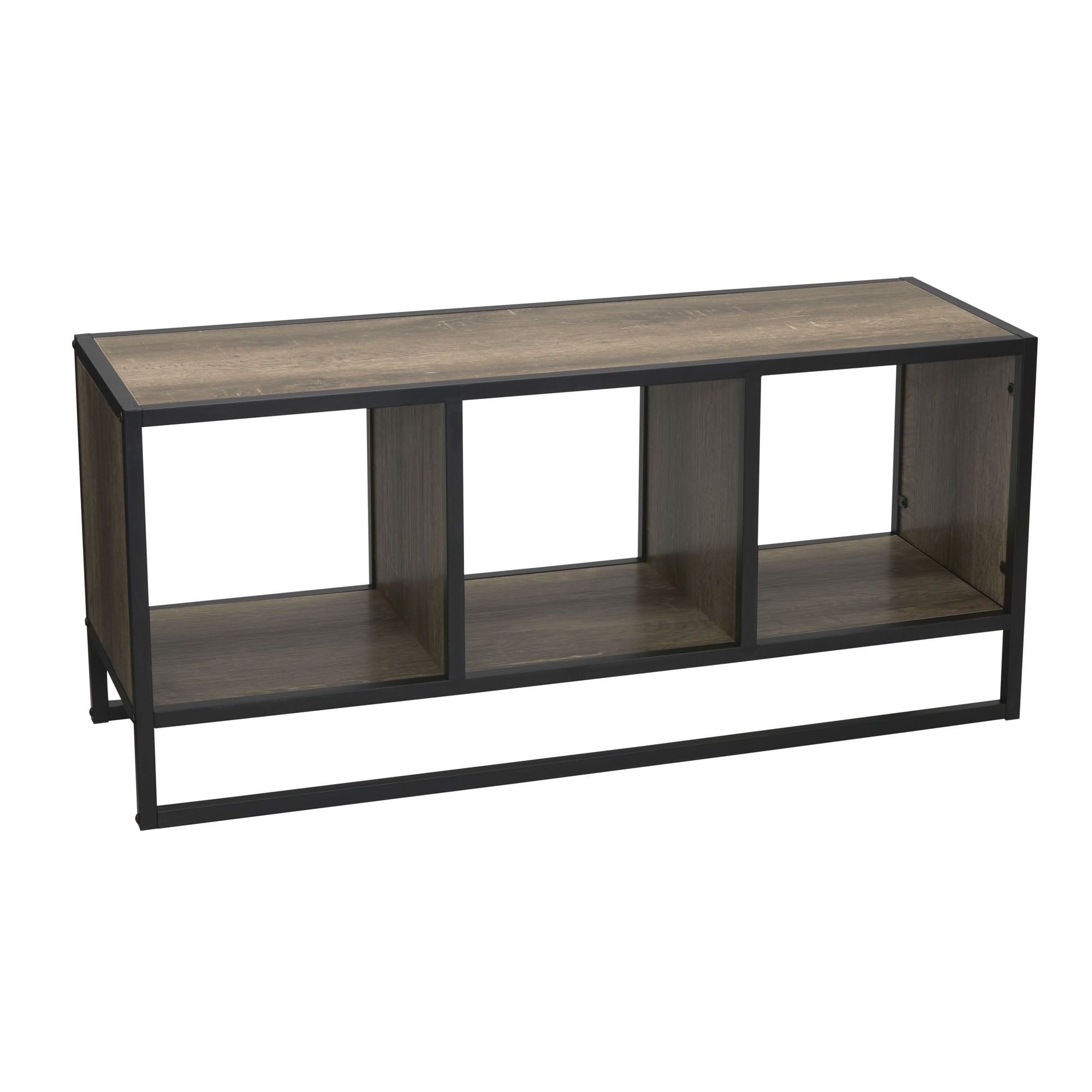 Ashwood and Black Metal Rectangular Coffee Table with Storage