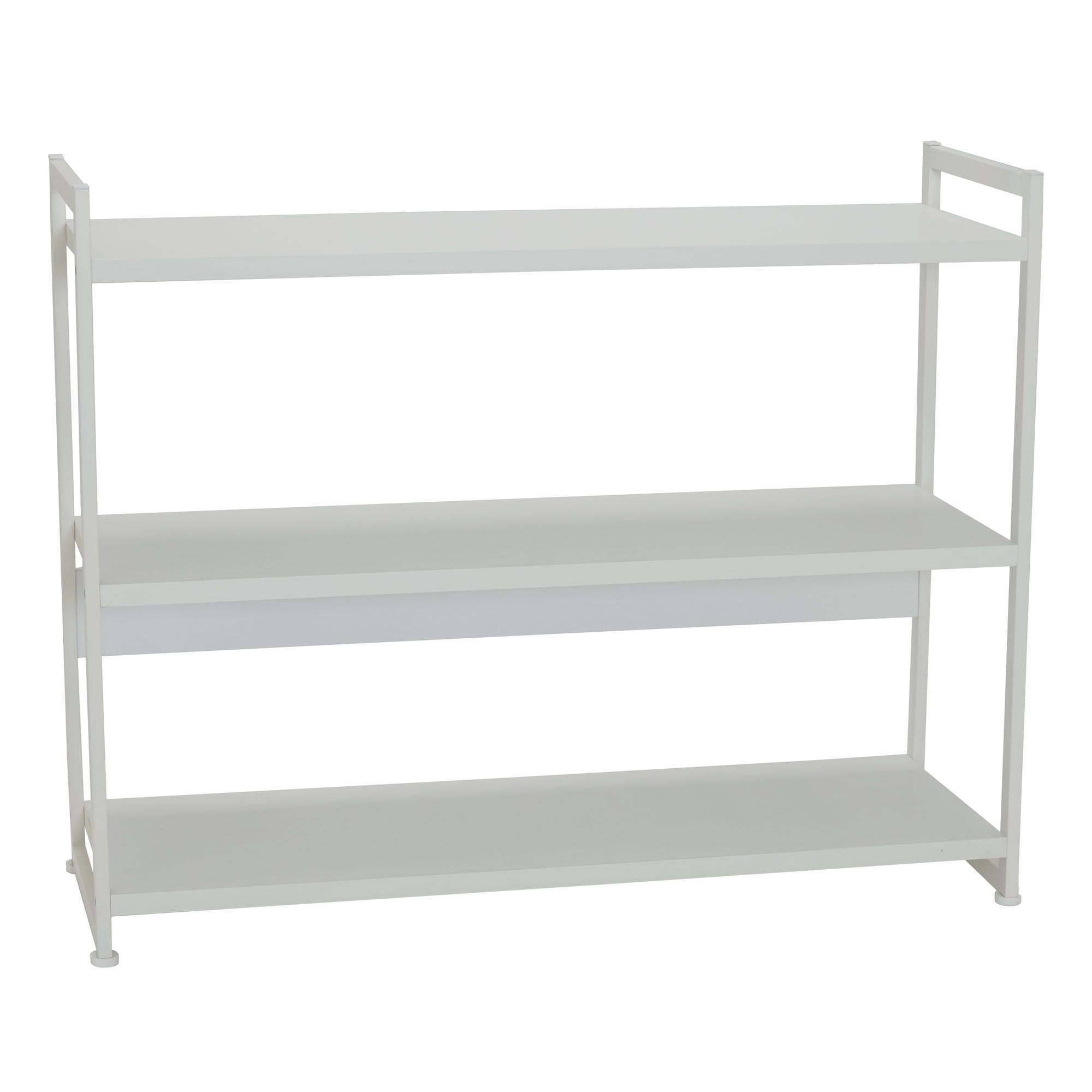 Scandinavian White Adjustable Wood and Metal 3-Tier Bookshelf