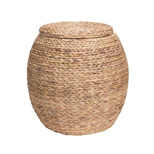 Large Round Natural Wicker Storage Basket with Lid