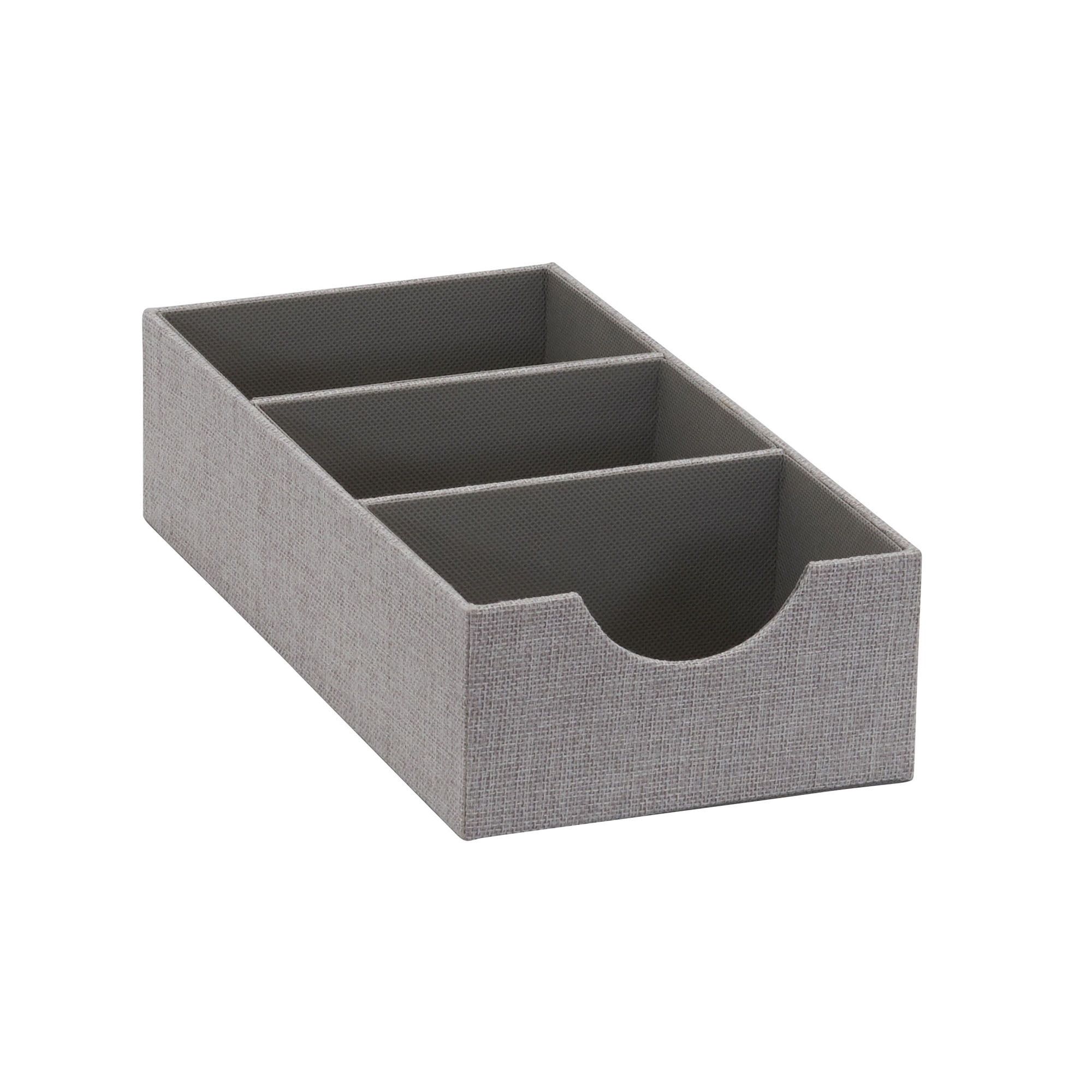 Silver 3-Compartment Fabric Wrapped Drawer Divider