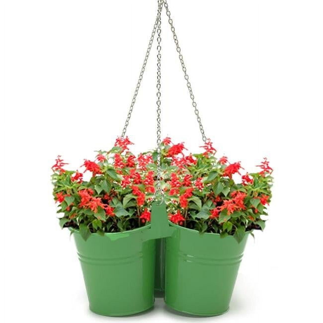 Sage Green Enameled Galvanized Hanging Planter Trio