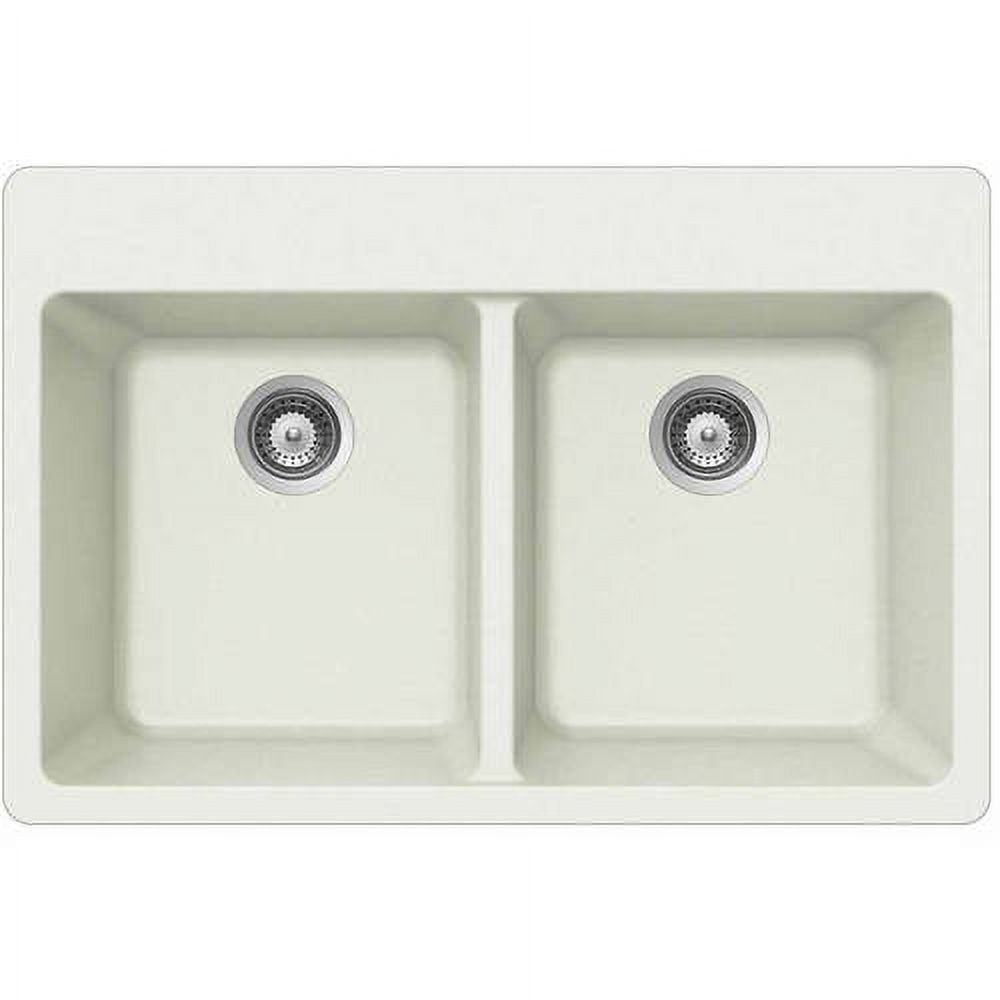 White Granite Double Bowl Topmount Kitchen Sink