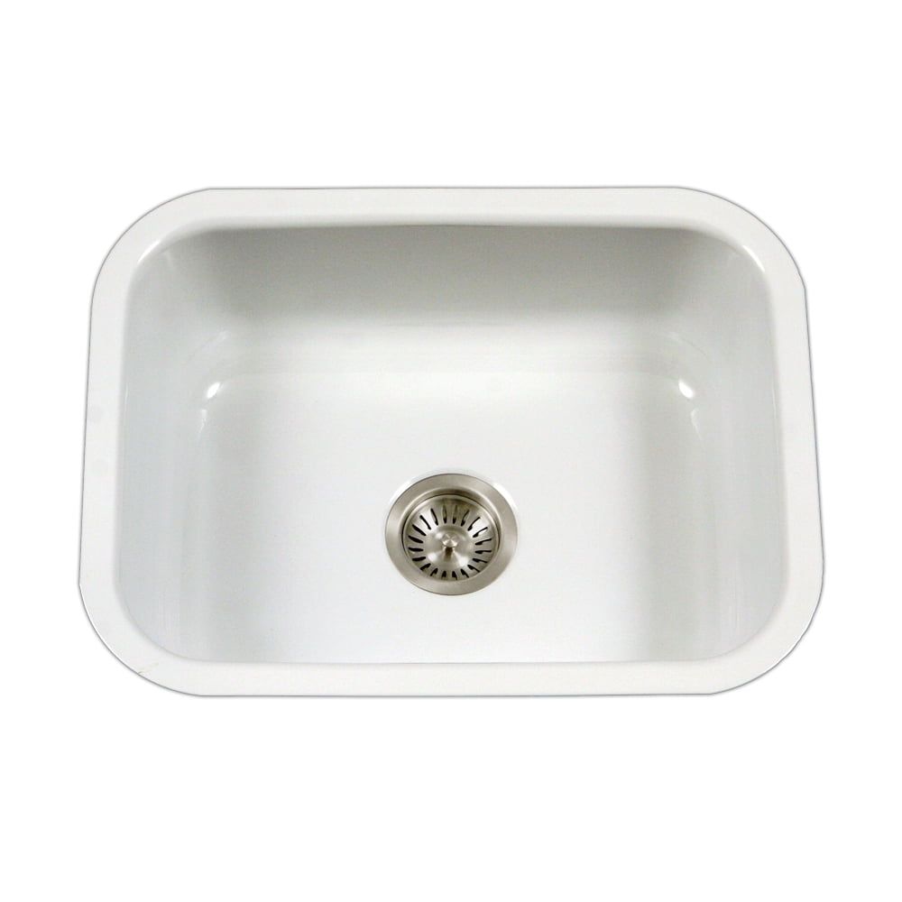 White Porcelain Enamel Cast Iron Single Bowl Kitchen Sink