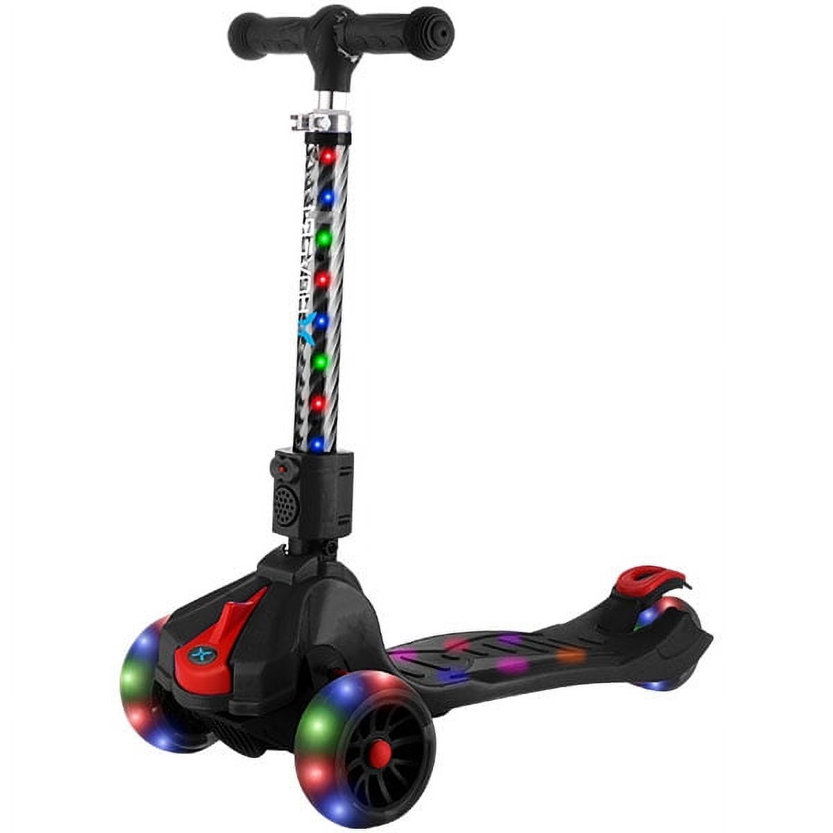 Black Aluminum Kids Kick Scooter with LED Lights