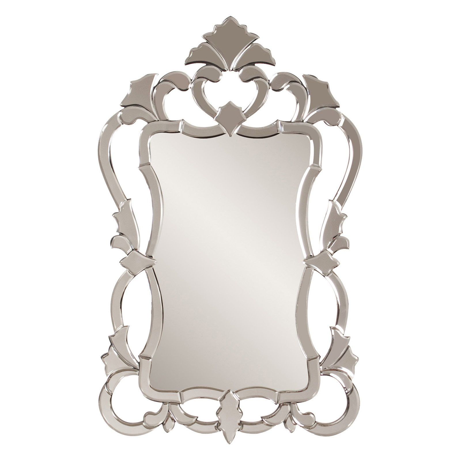 Contessa French Country Wood Crowned Top Mirror with Silver Embellishments