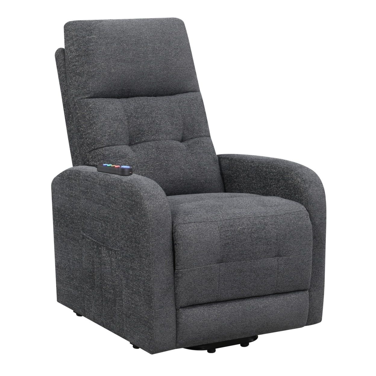 Charcoal Gray Power Lift Recliner with Massage and Wood Frame