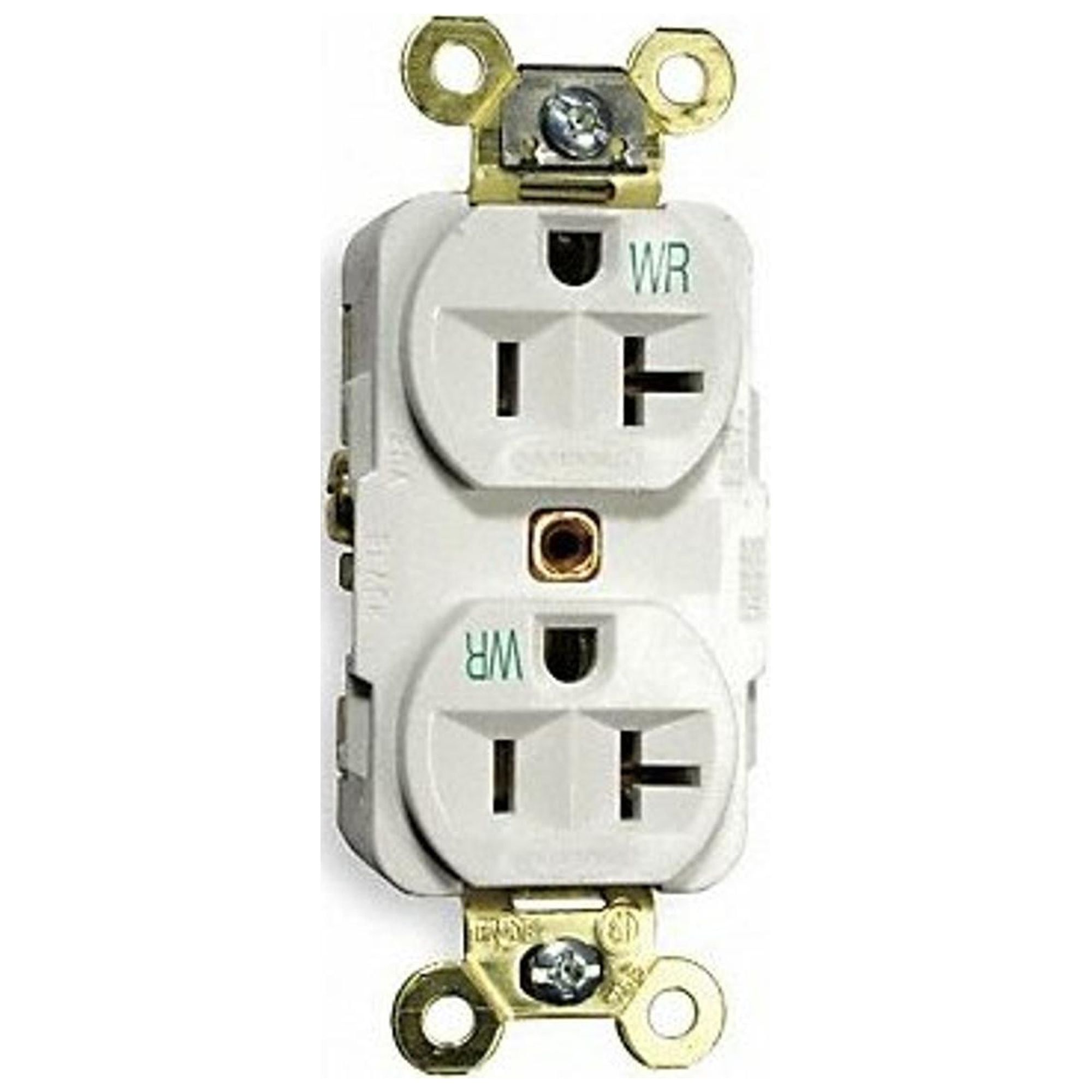 White 20A 125V Duplex Straight-Blade Receptacle with Wall Plate