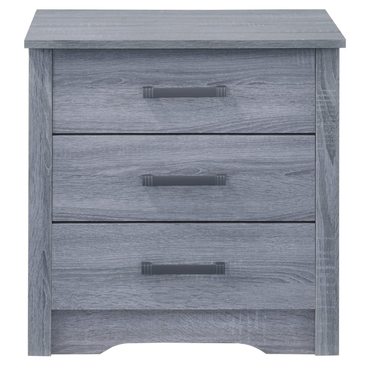 Hudson 3-Drawer Gray Nightstand with Metal Handles