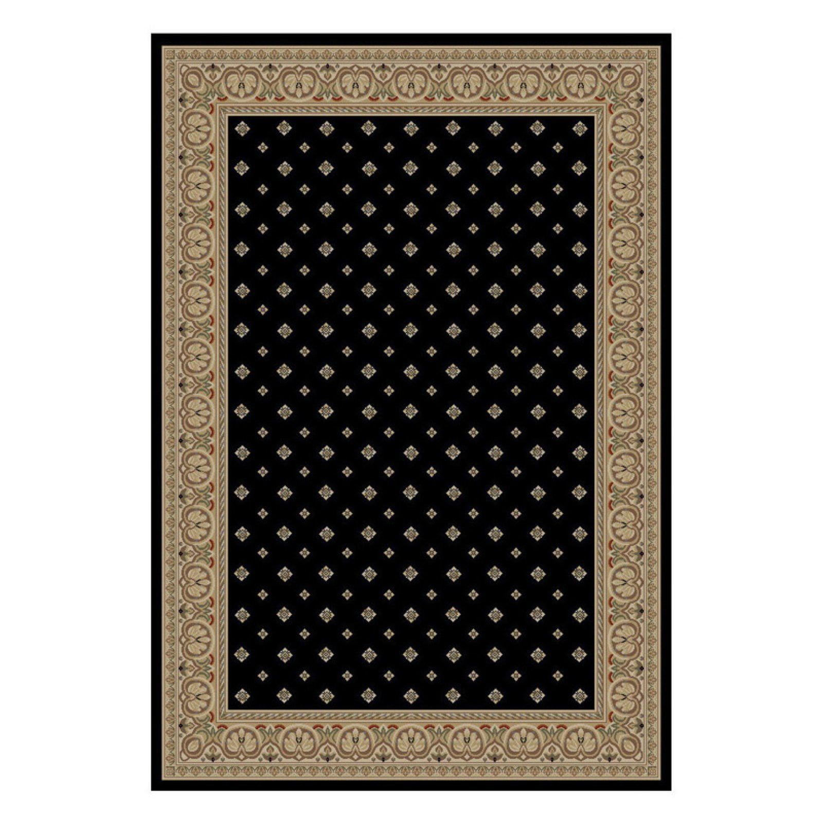 Elegant Black Round Polypropylene Area Rug with Jute Backing