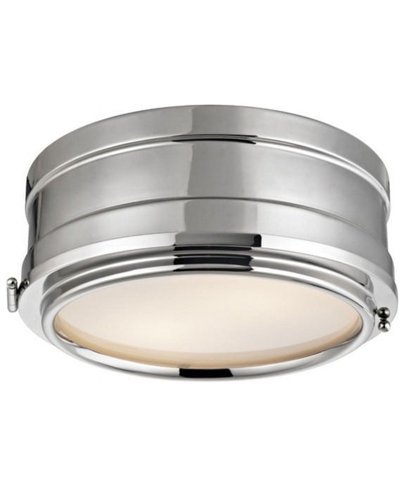 Polished Nickel 2-Light Drum Flush Mount/Wall Sconce with White Glass