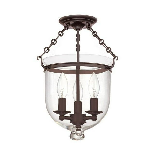 Hampton Old Bronze 3-Light Indoor/Outdoor Semi-Flush Ceiling Fixture