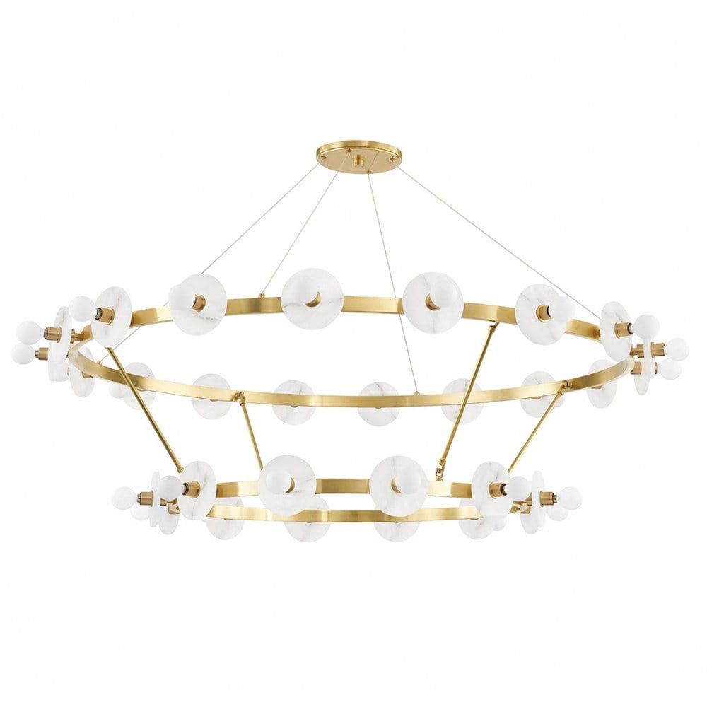 Austen Aged Brass 30-Light LED Chandelier with Crystal Accents