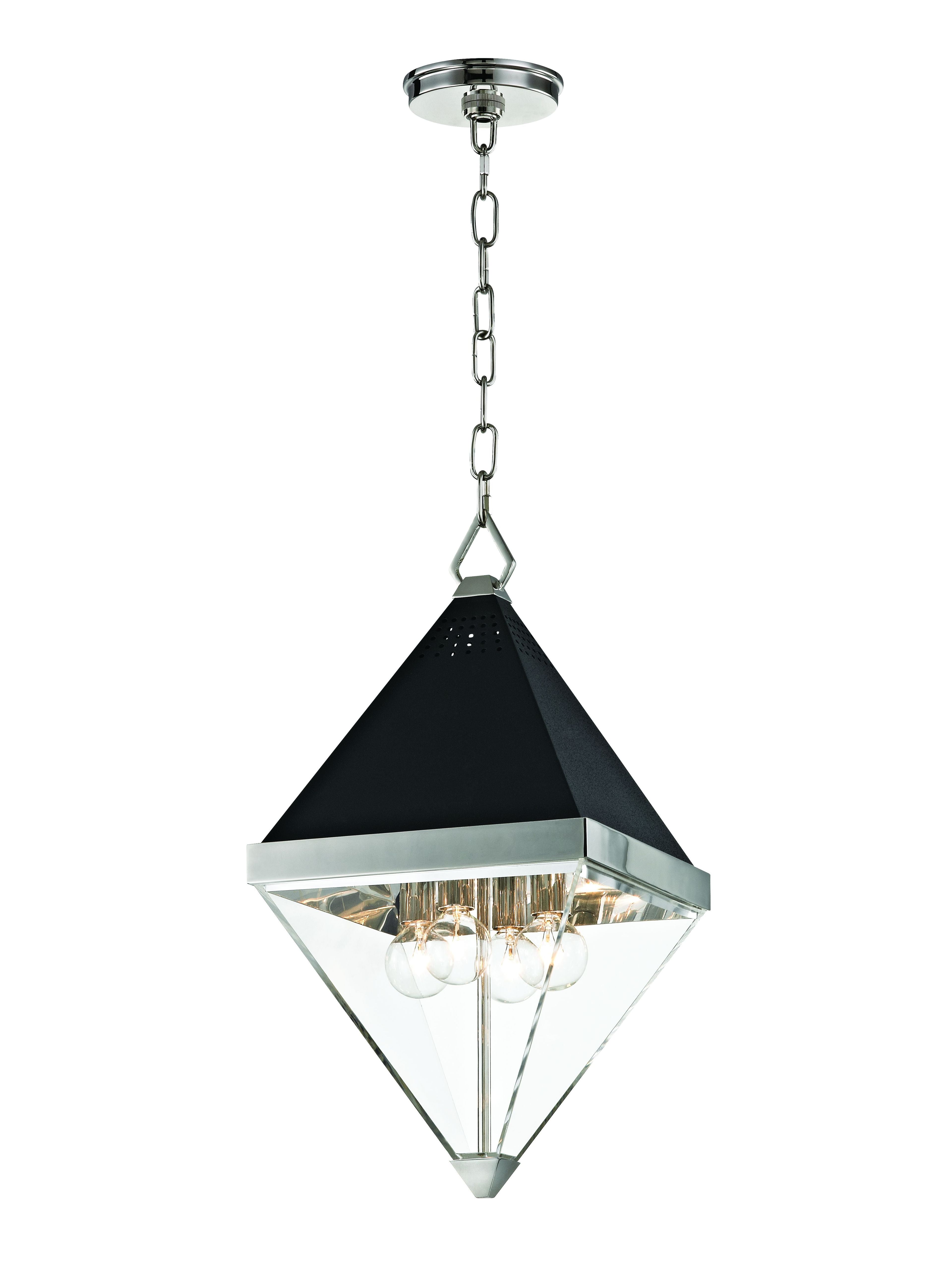 Coltrane Split Diamond 4-Light Pendant in Polished Nickel