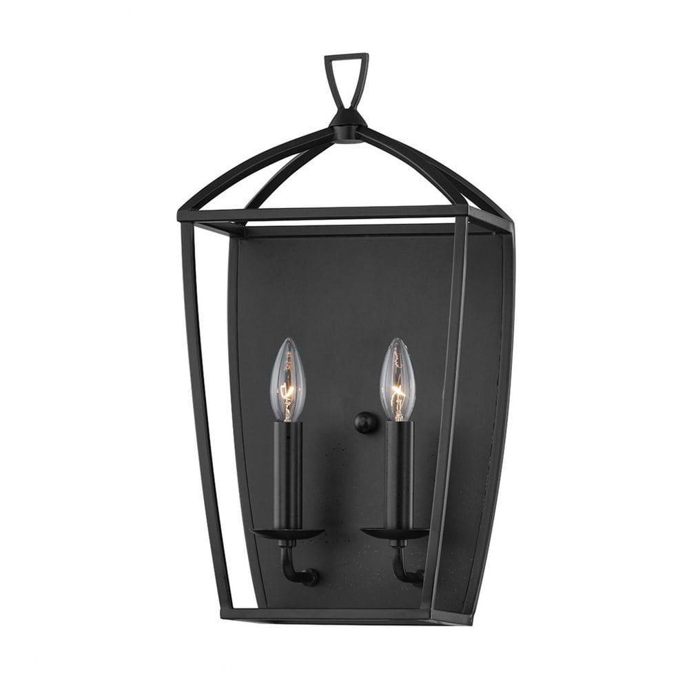 Aged Iron Black Lantern 2-Light Wall Sconce