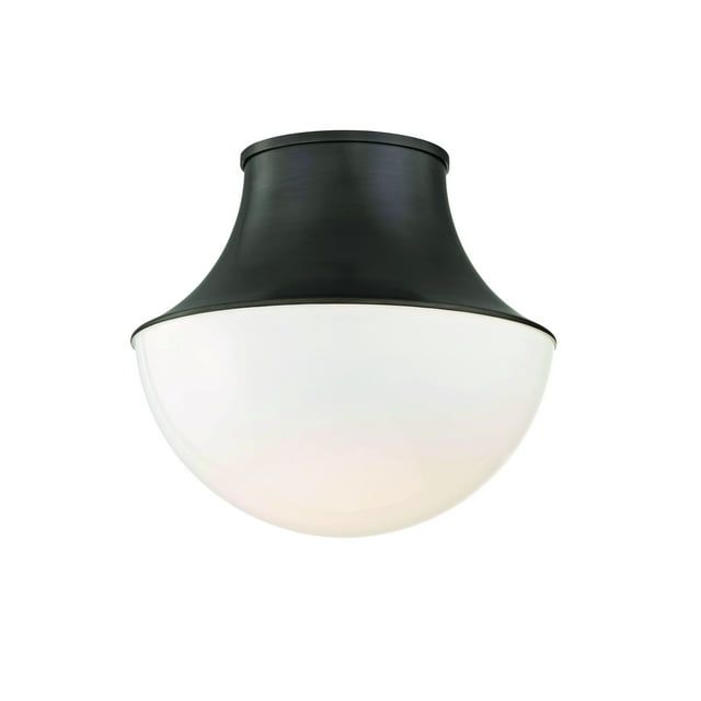 Lettie Old Bronze 14.75" LED Globe Flush Mount with White Glass Shade