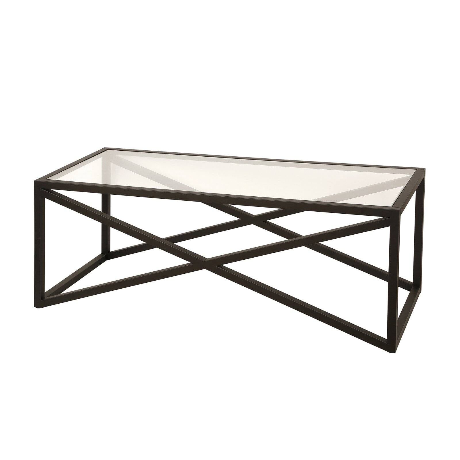 Calix 54" Blackened Bronze Rectangular Glass Coffee Table