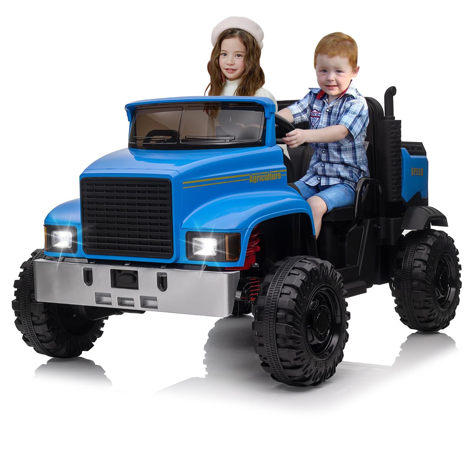 Blue 24V 2-Seater Ride-On Truck with Remote Control