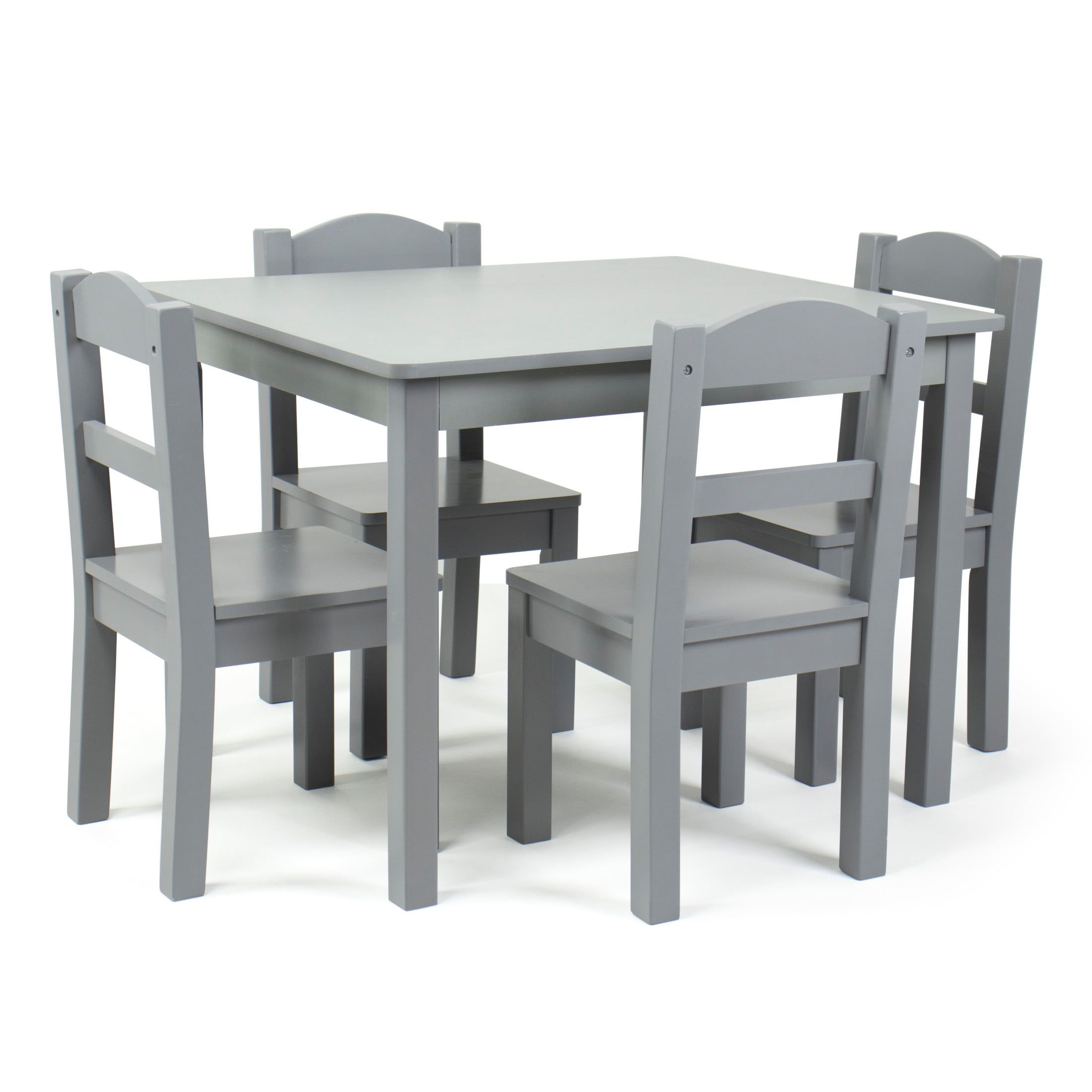 Gray Engineered Wood Kids Table and 4 Chairs Set