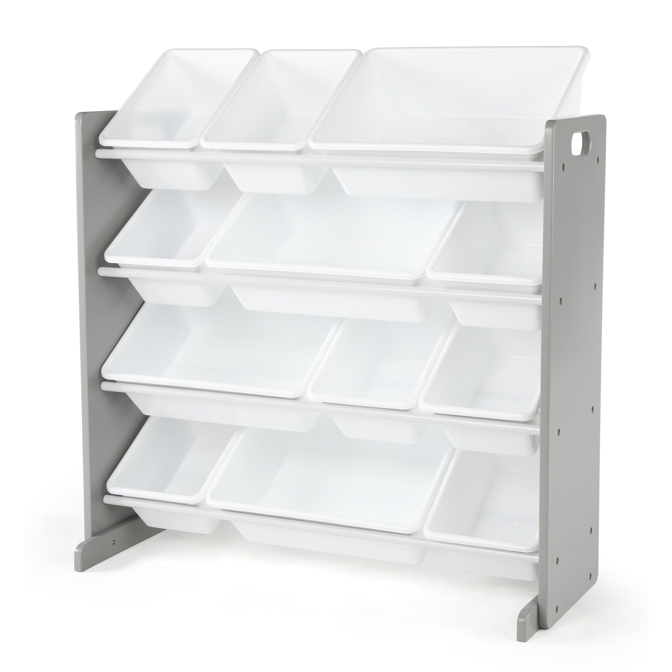 Gray and White 4-Tier Kids Toy Storage Organizer with 12 Bins