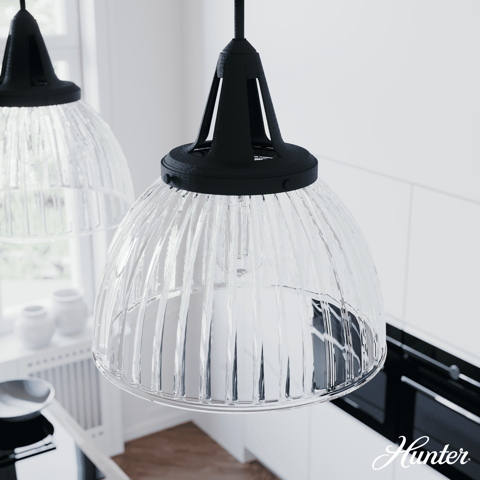 Cypress Grove Natural Black Iron and Clear Glass Pendant Light