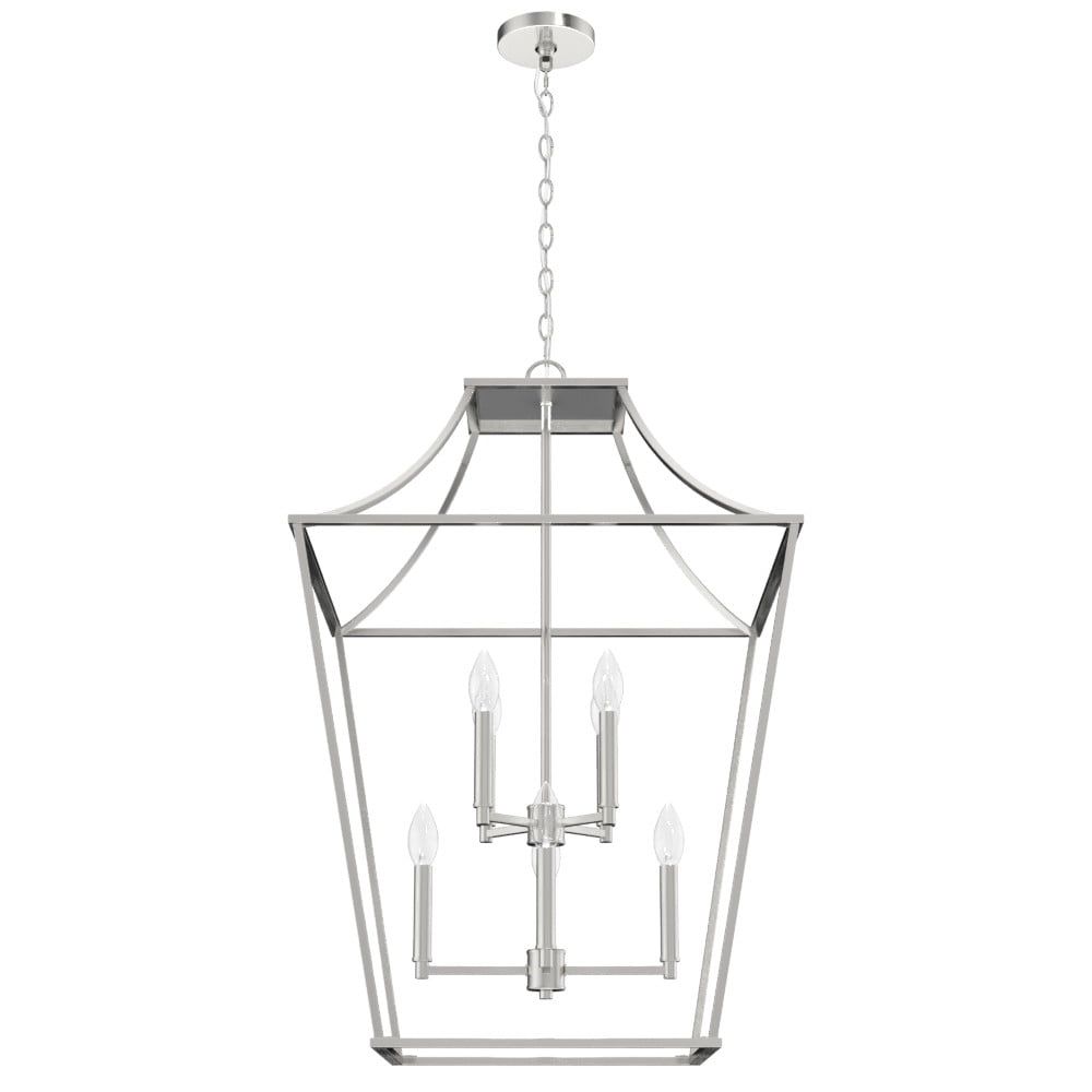 Laurel Ridge 23" Brushed Nickel Glass Lantern Pendant Light