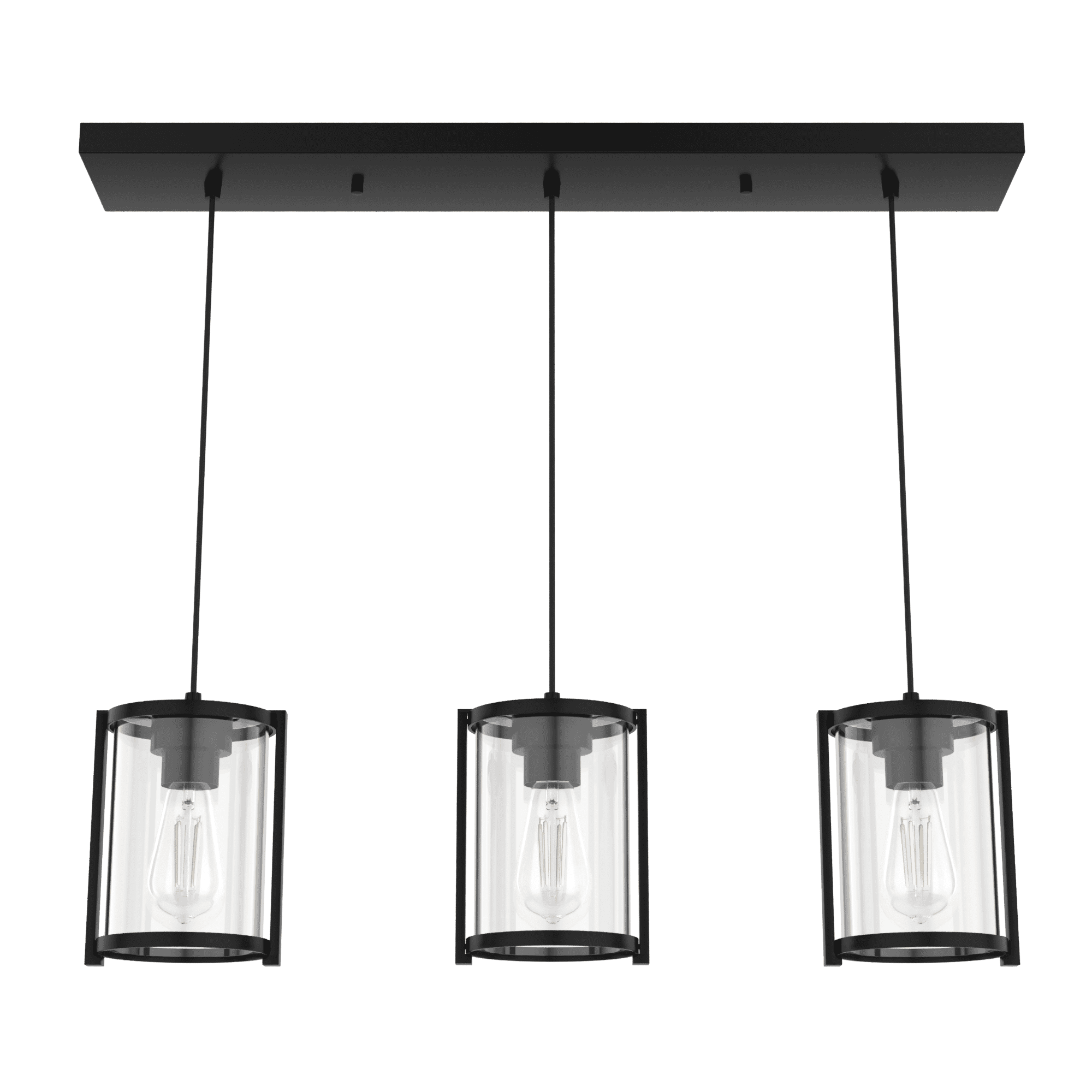 Matte Black Glass 3-Light Linear Cluster Pendant